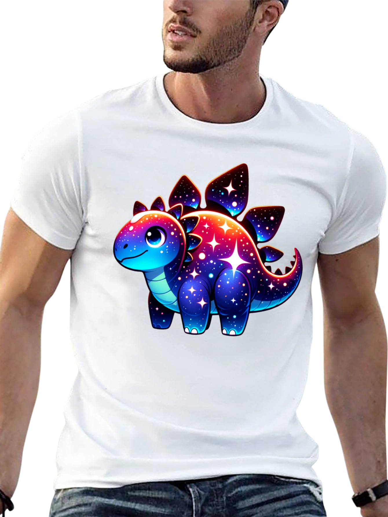 Galaxy Dinosaur Graphic Tee - Trendy Casual Shirt
