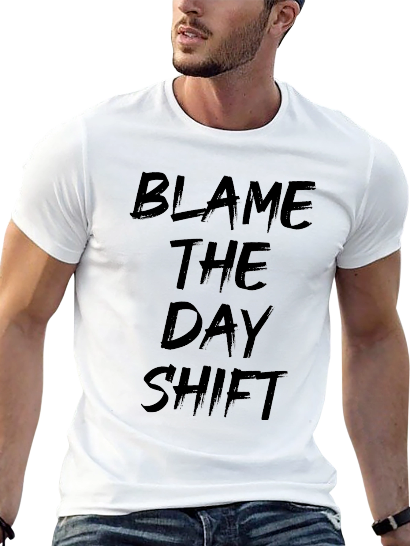 Blame The Day Shift T-Shirt Black Crew Neck Tee