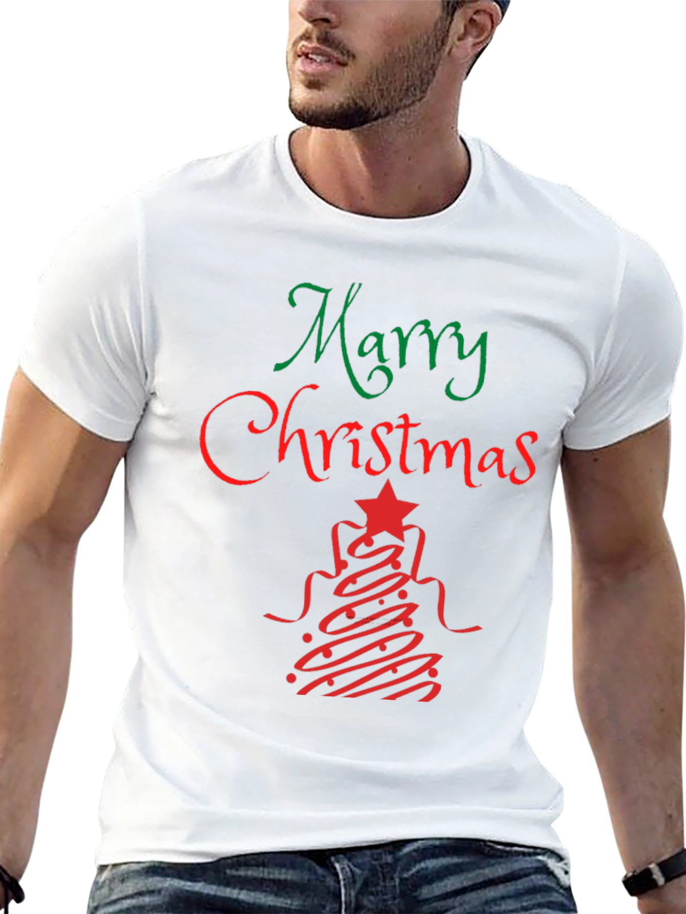 Festive Merry Christmas Graphic Tee - Holiday Apparel