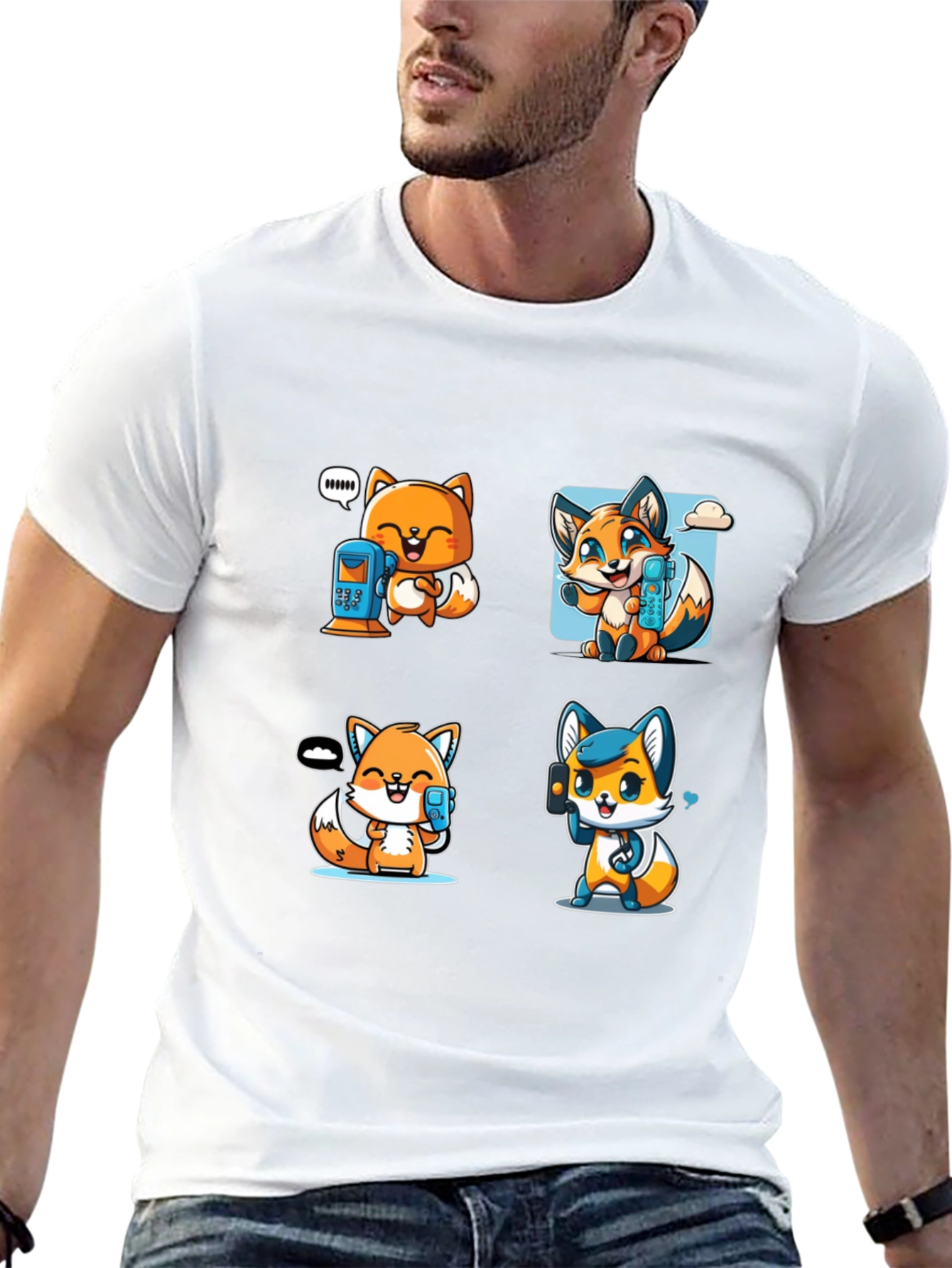 Cute Fox Phone Lover Unisex T-Shirt
