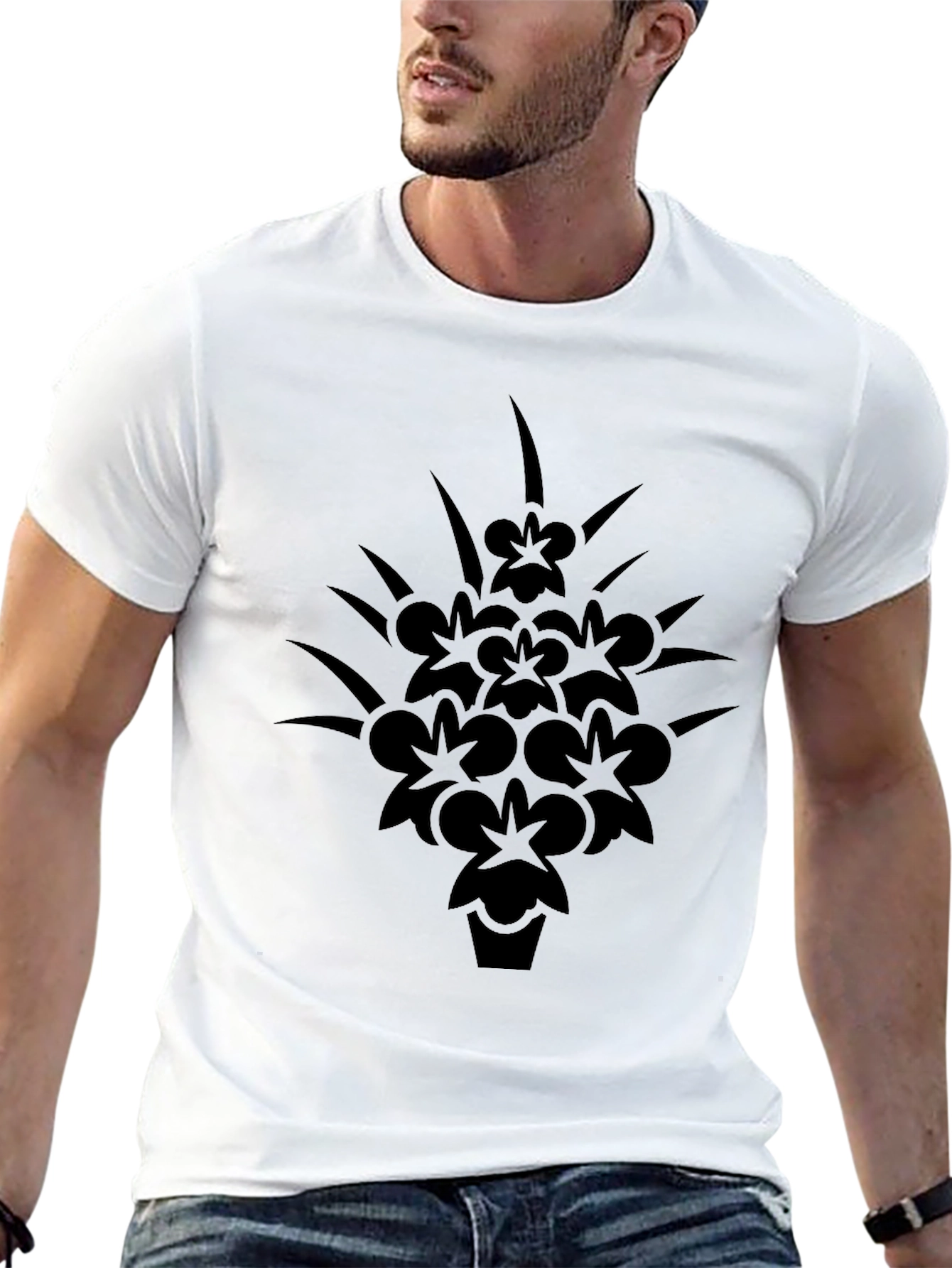 Floral Graphic Black T-Shirt - Modern Casual Tee