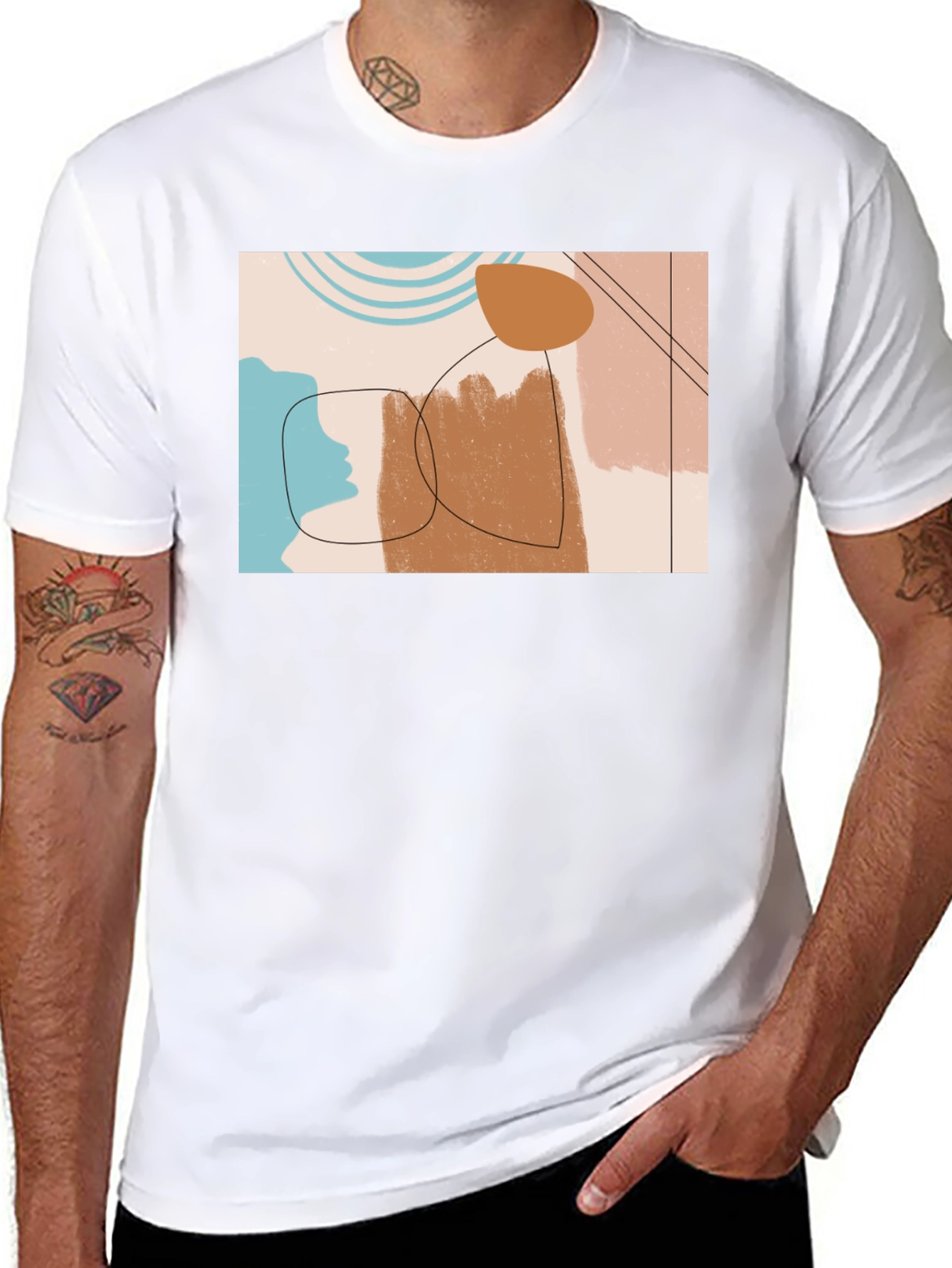 Abstract Art Print Black T-Shirt