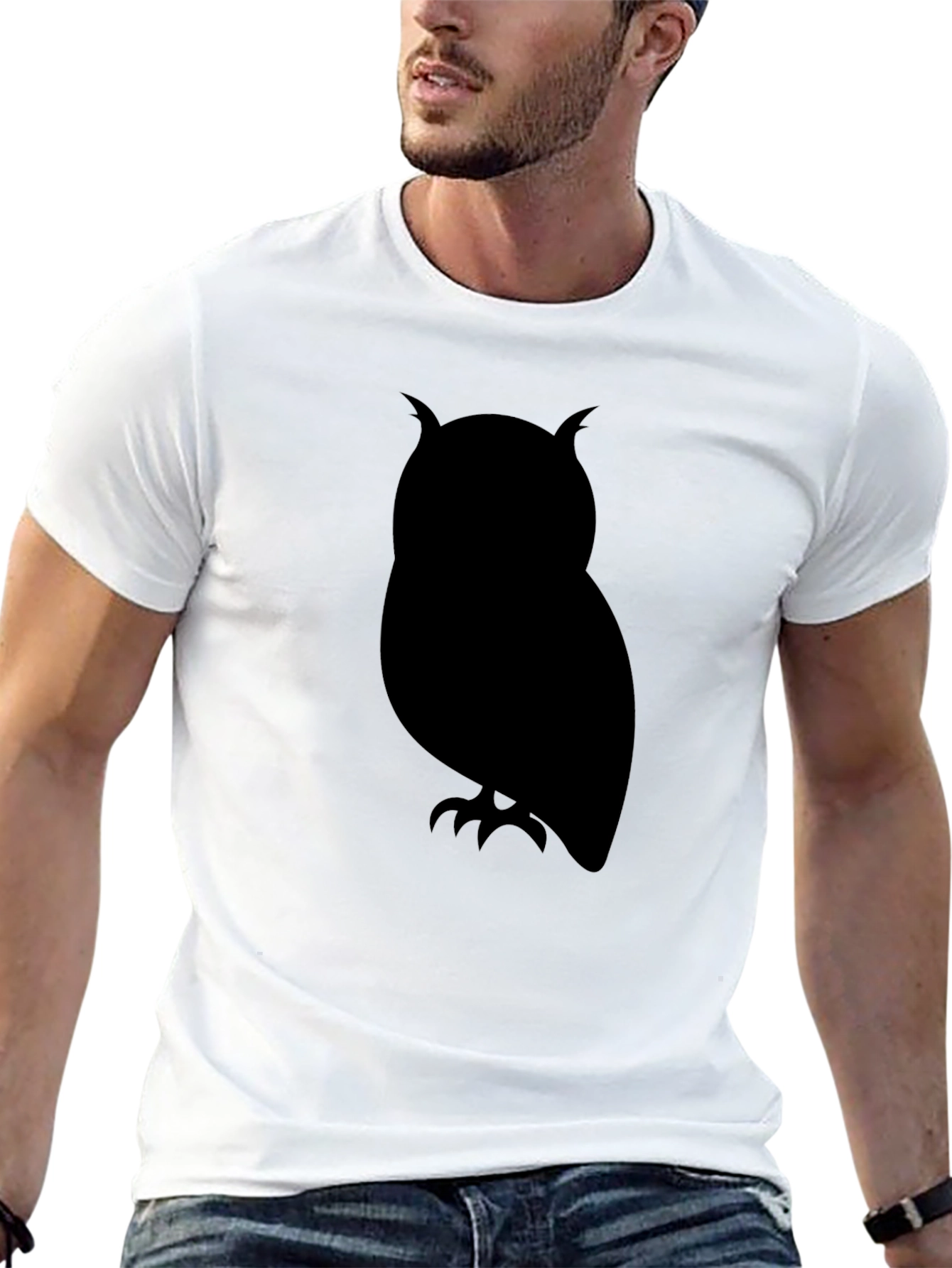 Owl Silhouette Graphic Tee - Mens Black T-Shirt