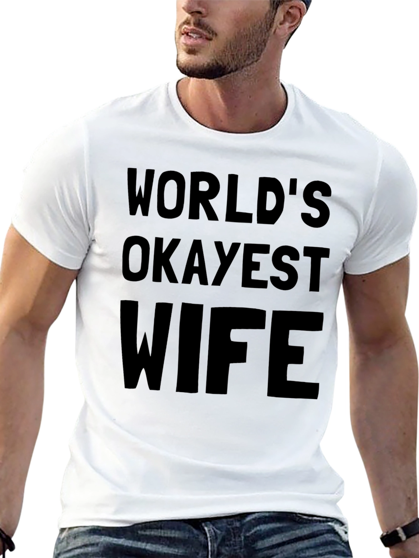 Worlds Okayest Wife Graphic T-Shirt - Black