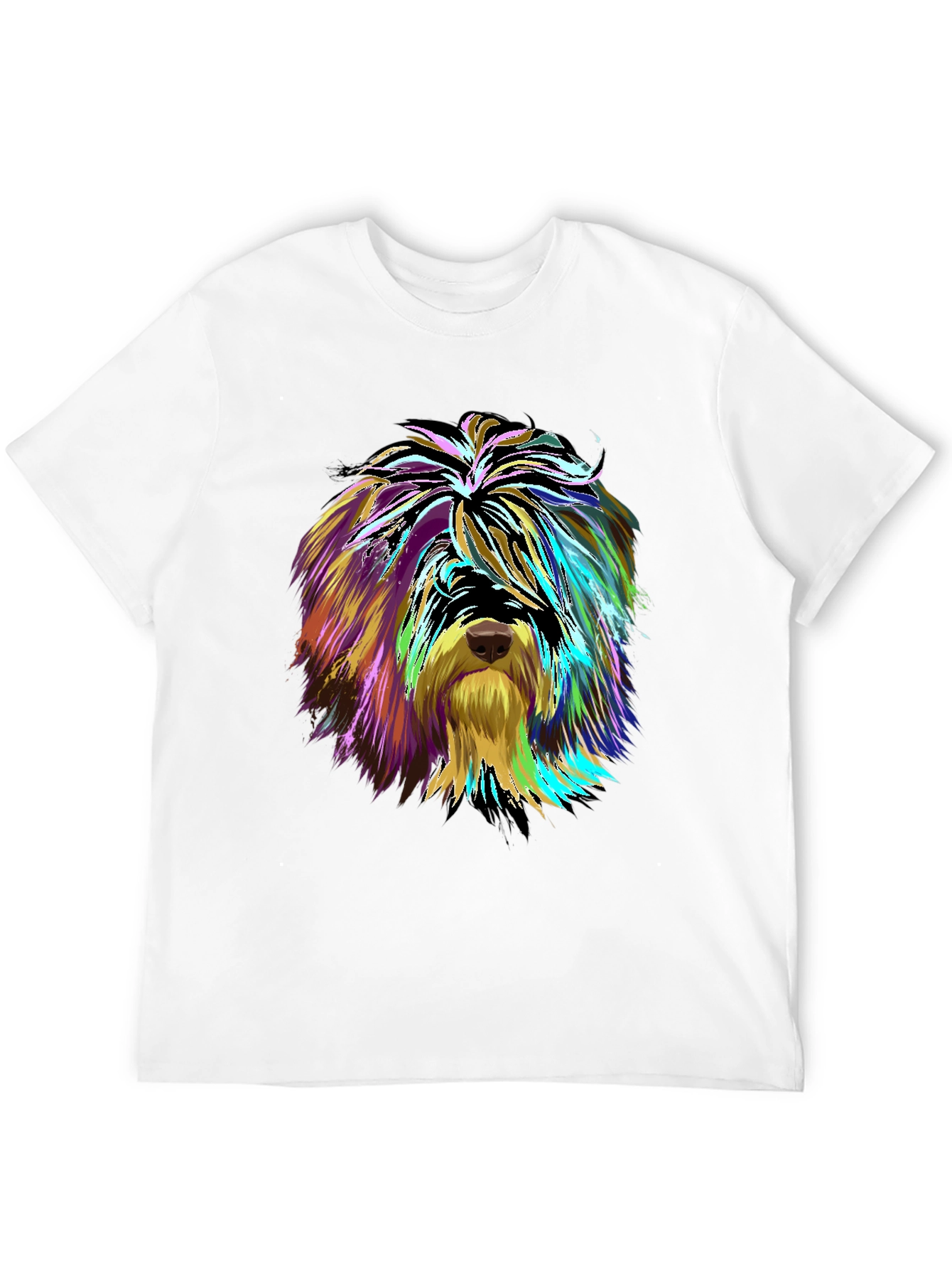 Vibrant Dog Art Graphic Tee - Unisex Black T-Shirt