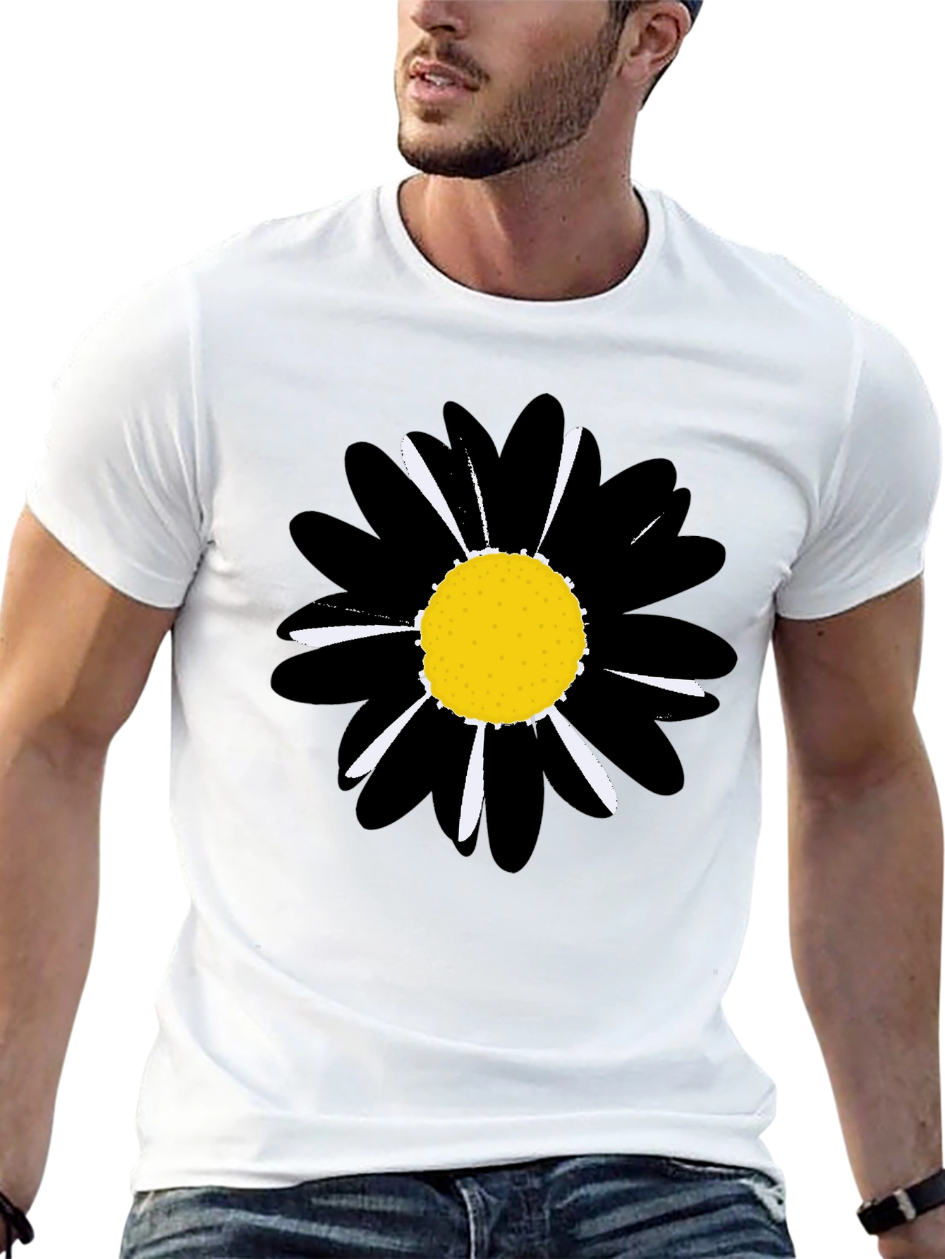 Black Daisy Graphic Tee - Stylish Unisex T-Shirt