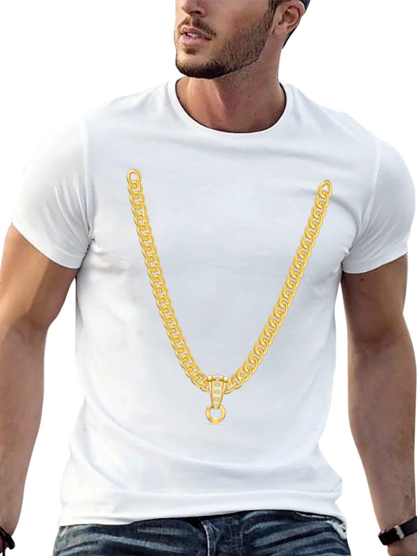 Gold Chain Graphic Tee - Stylish Casual Wear