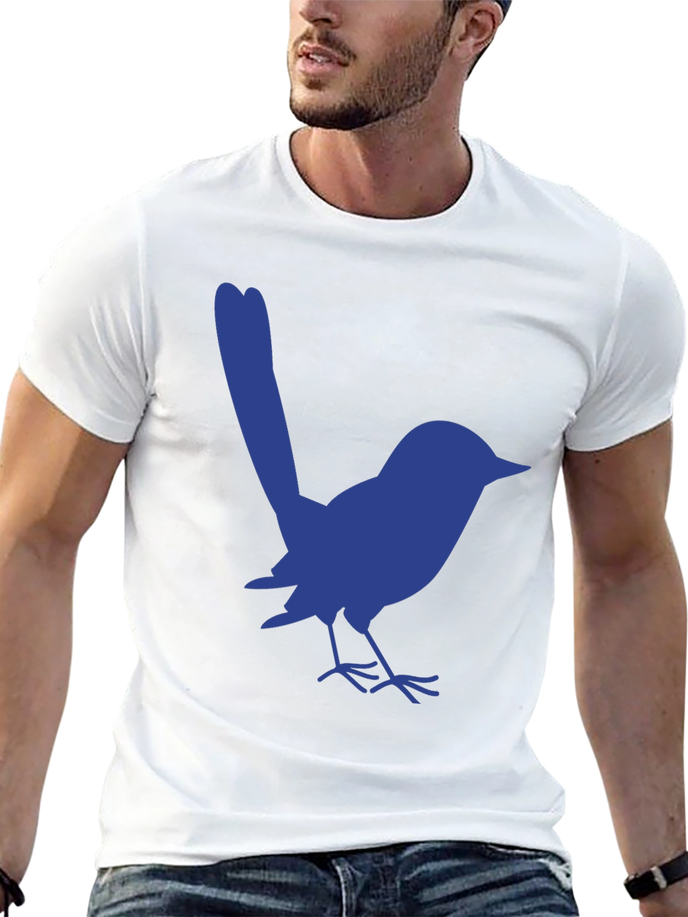 Blue Bird Graphic Tee - Casual Black T-Shirt