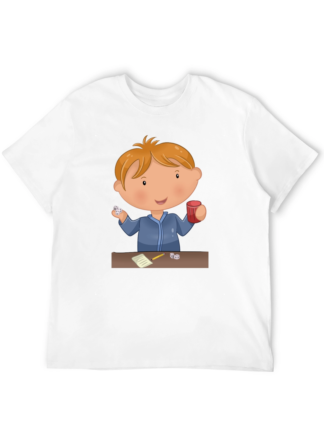 Cartoon Kid Dice Game Black T-Shirt