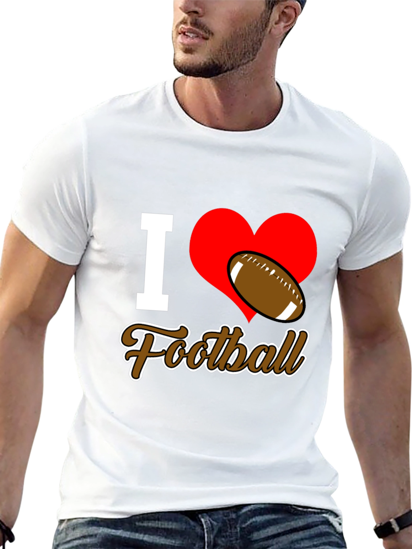 I Love Football T-Shirt - Black Graphic Tee