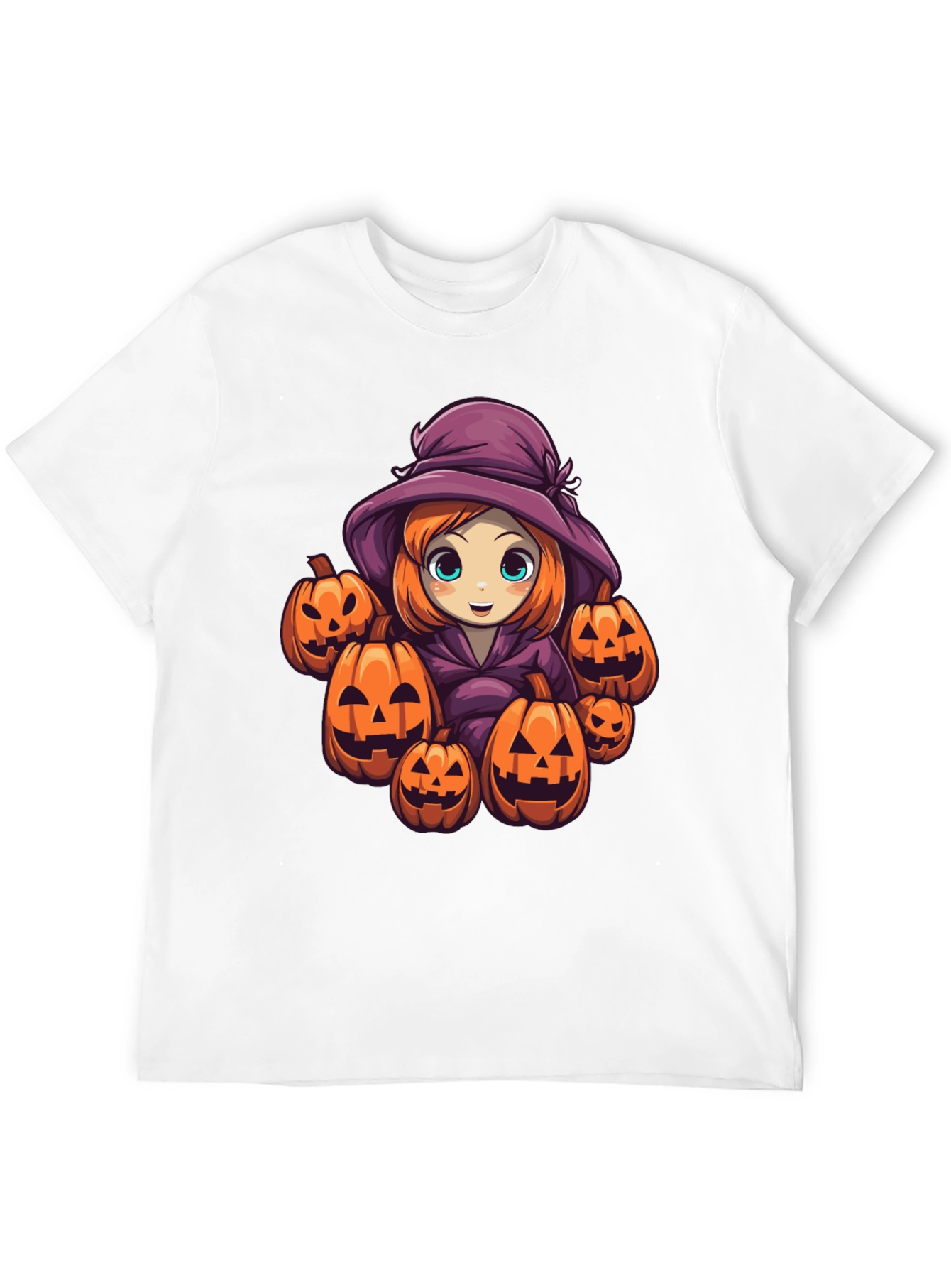Halloween Witch & Pumpkins Black T-Shirt