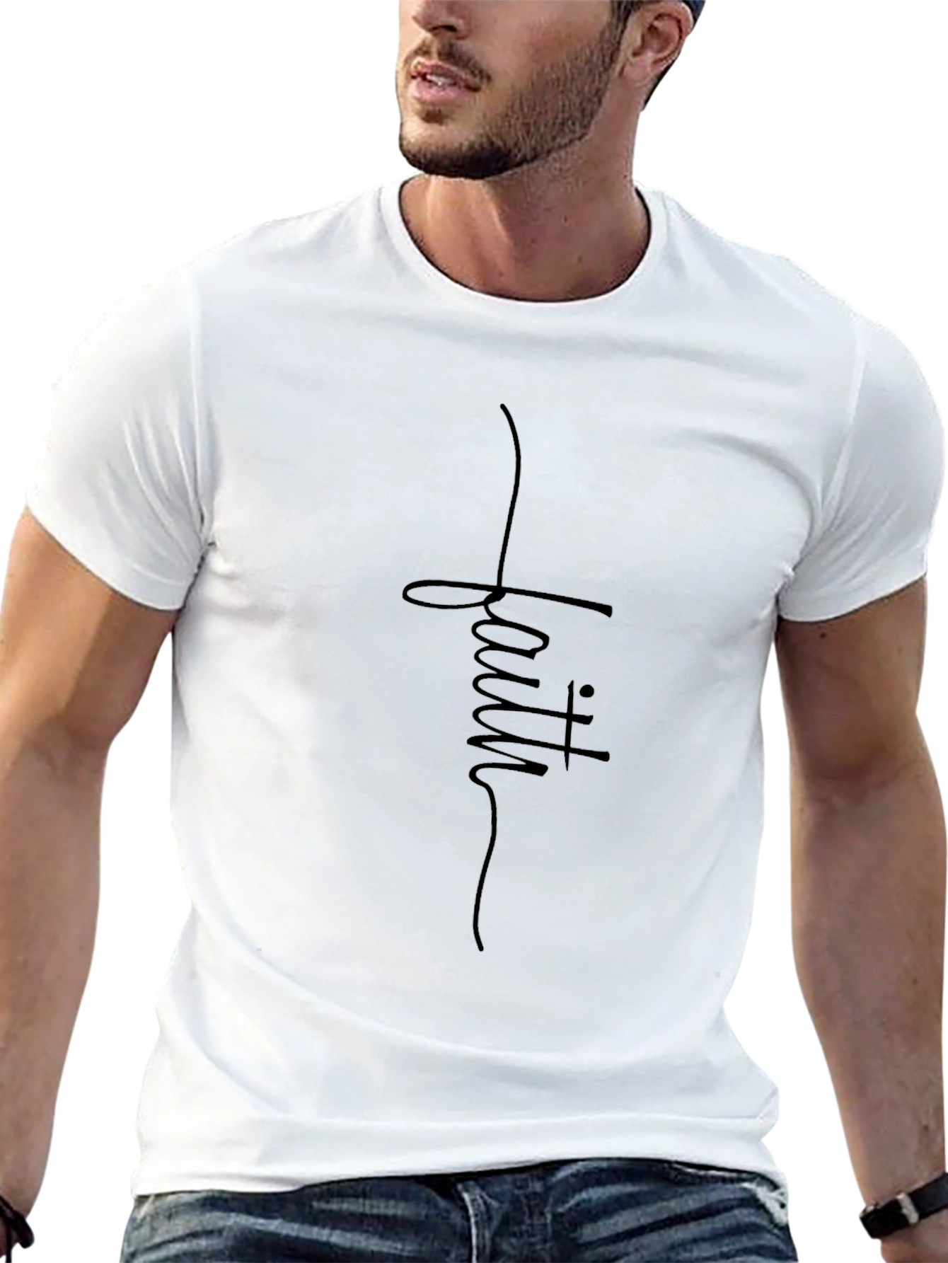 Faith Script T-Shirt - Mens Religious Graphic Tee