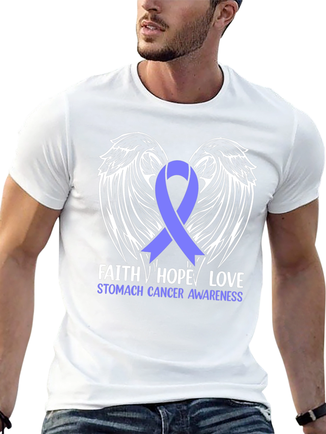 Stomach Cancer Awareness T-Shirt Wings Faith Hope Love
