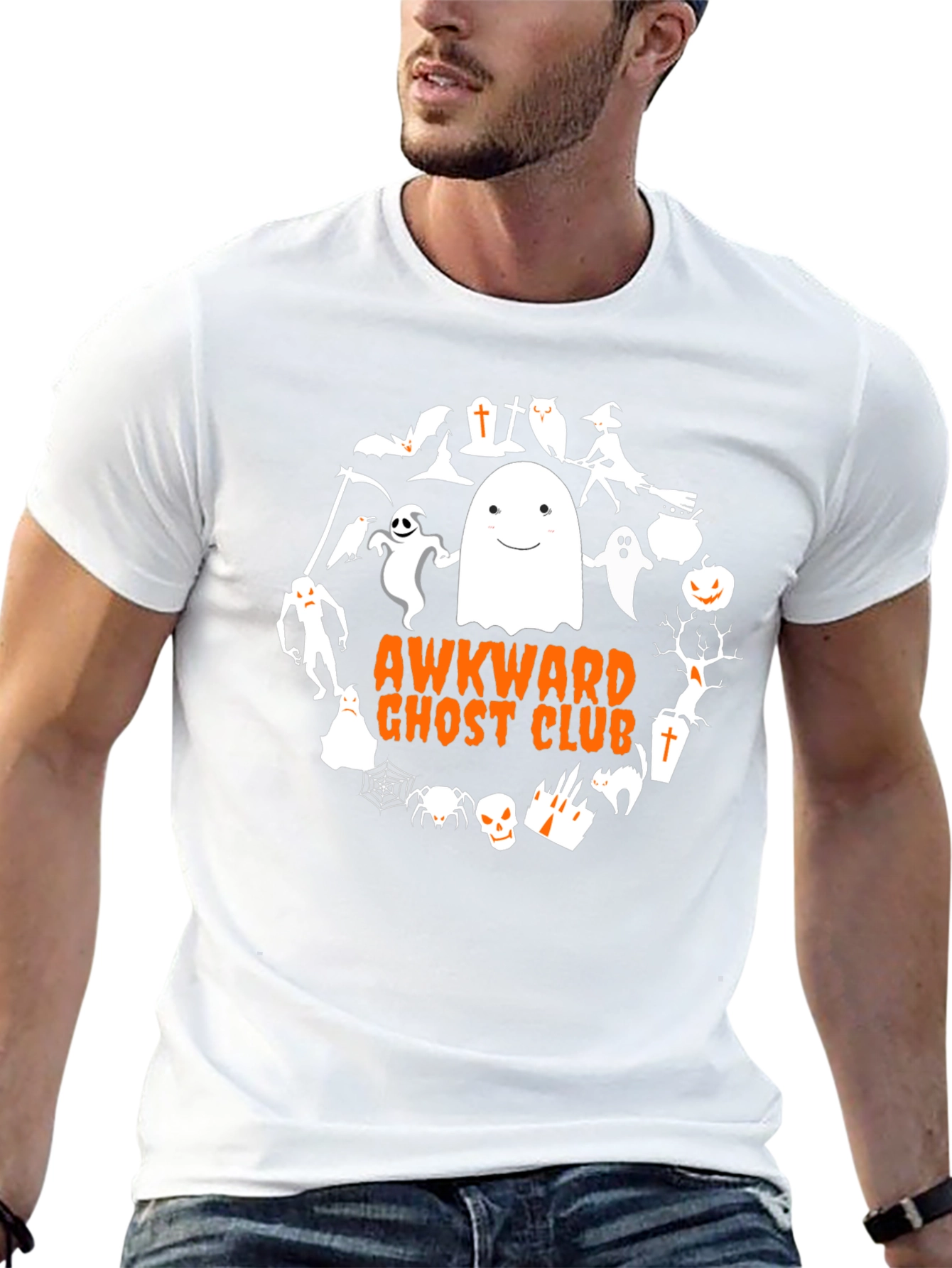 Awkward Ghost Club Graphic Tee - Halloween T-Shirt