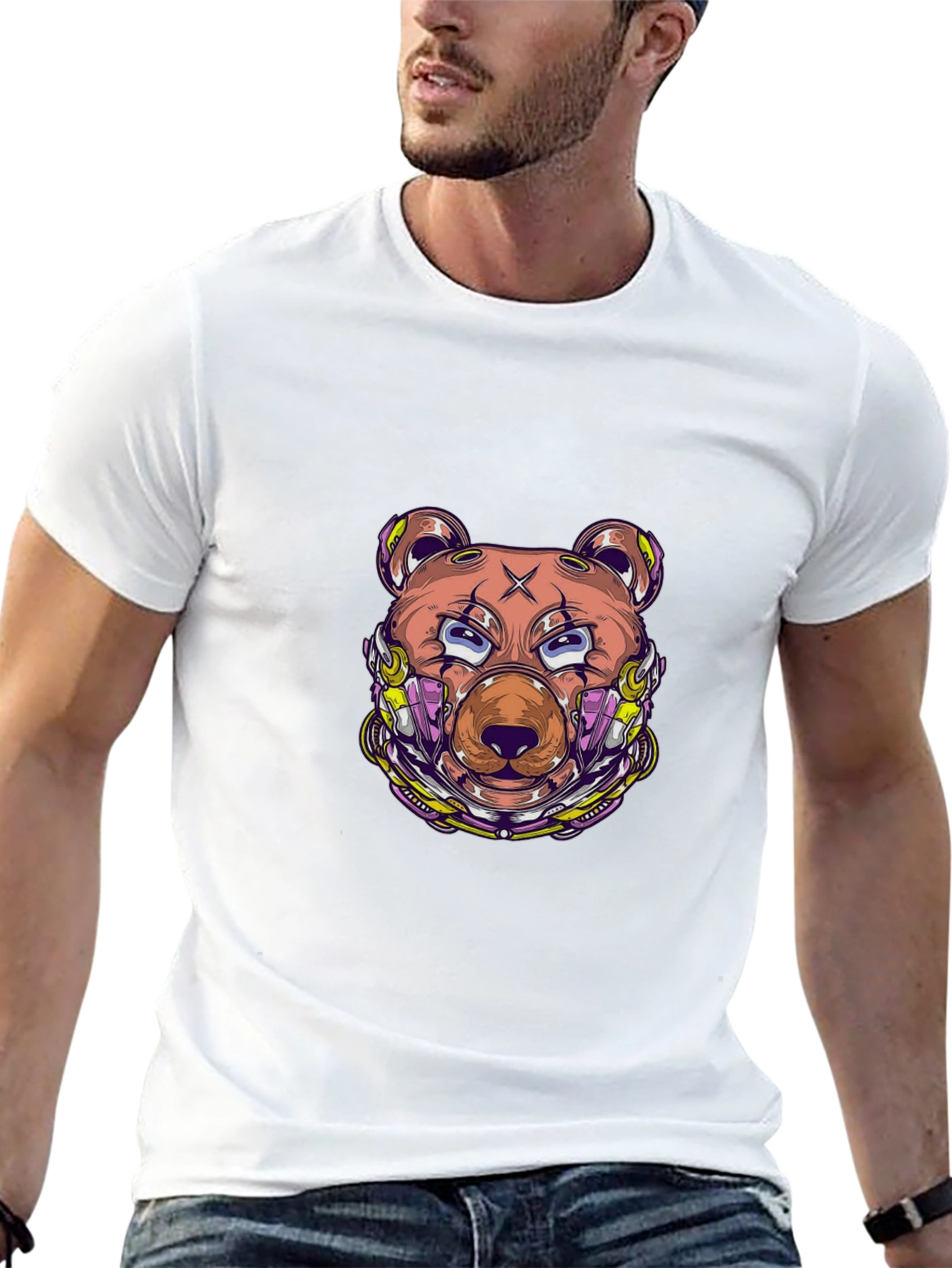Cyberpunk Bear Graphic Tee - Modern Streetwear