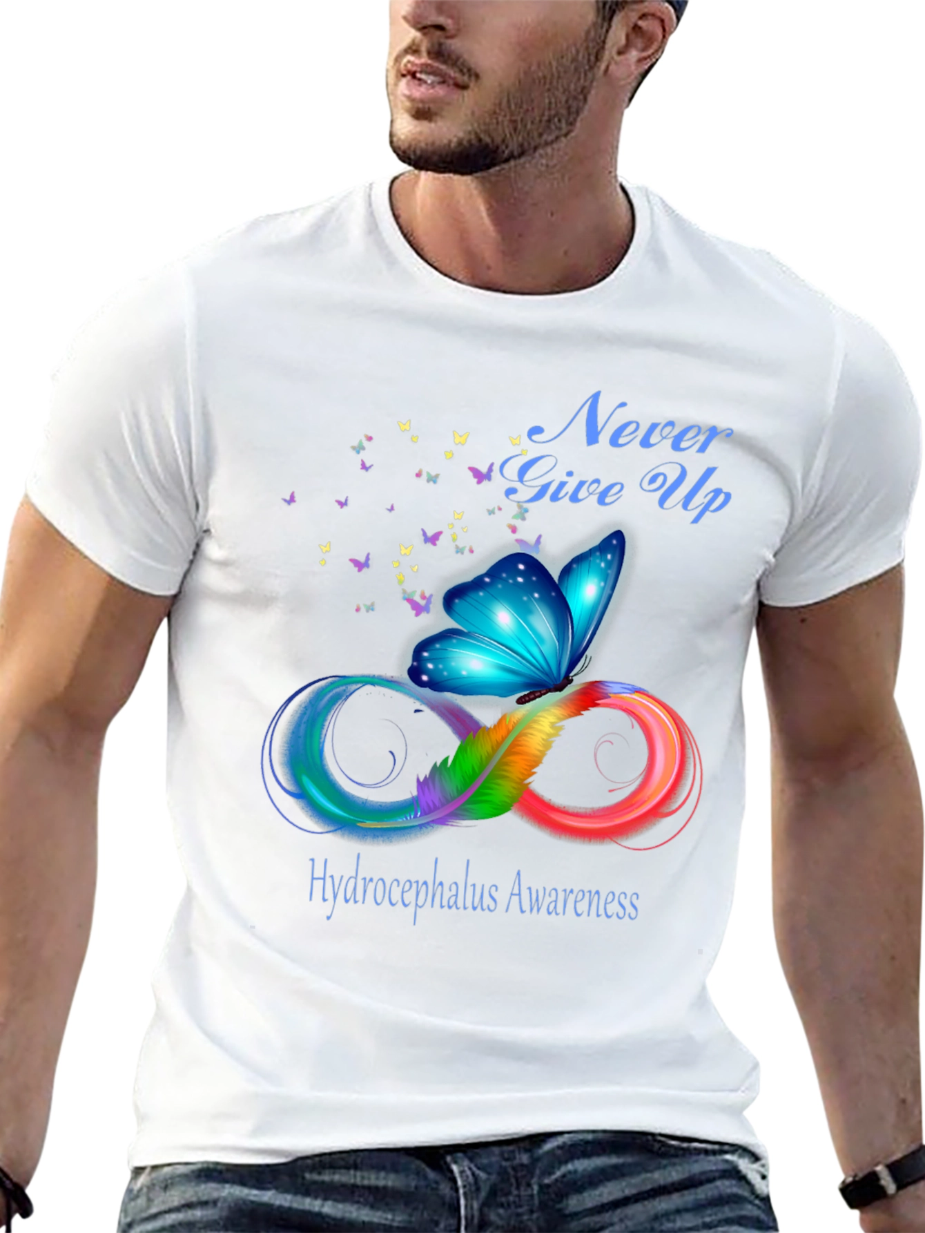 Hydrocephalus Awareness Butterfly Infinity Symbol T-Shirt