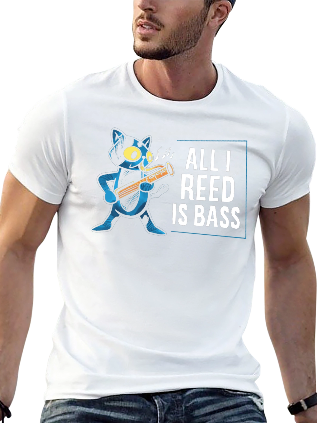 All I Reed Is Bass Funny Cat T-Shirt
