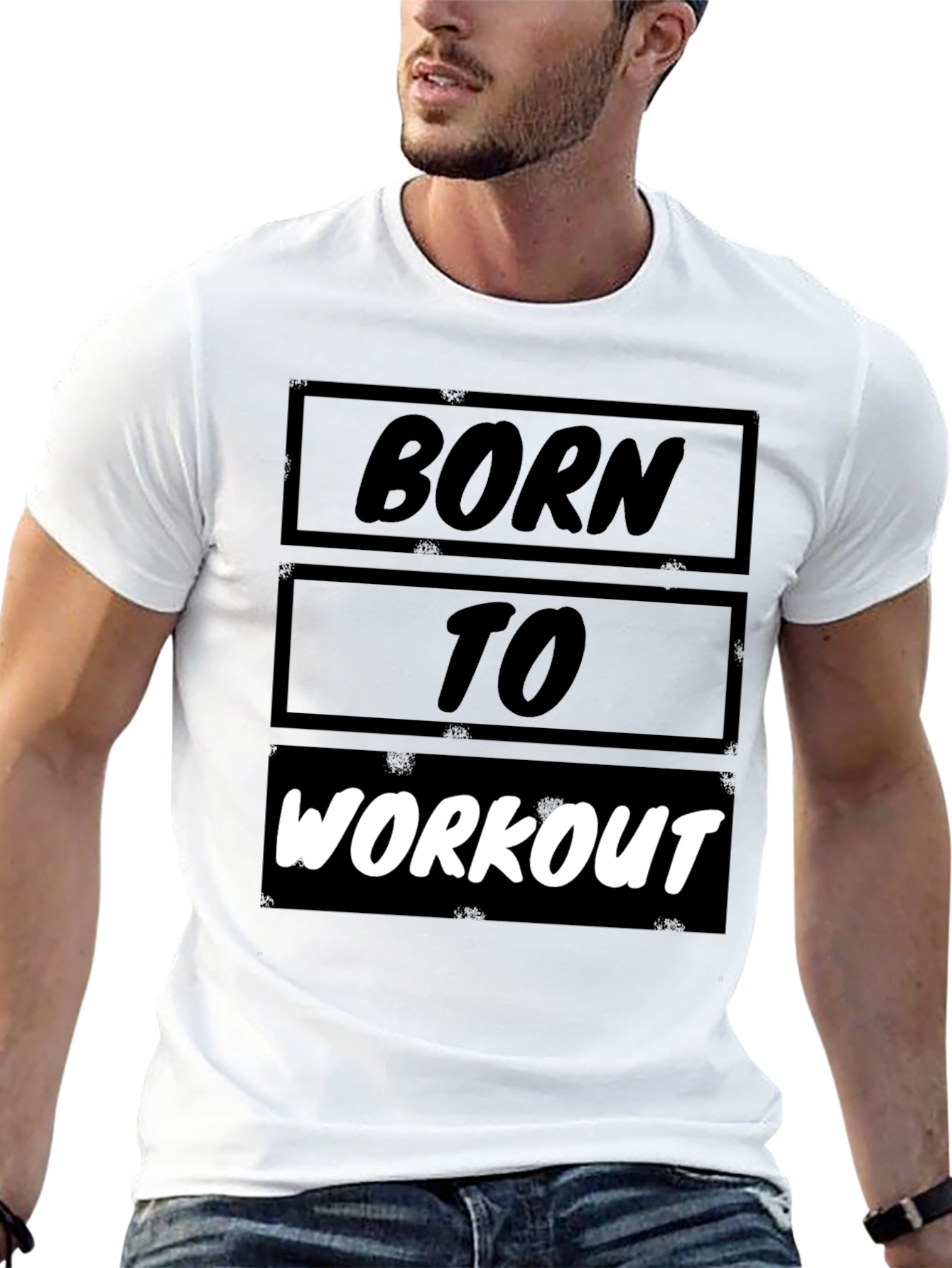 Born to Workout Black Graphic T-Shirt