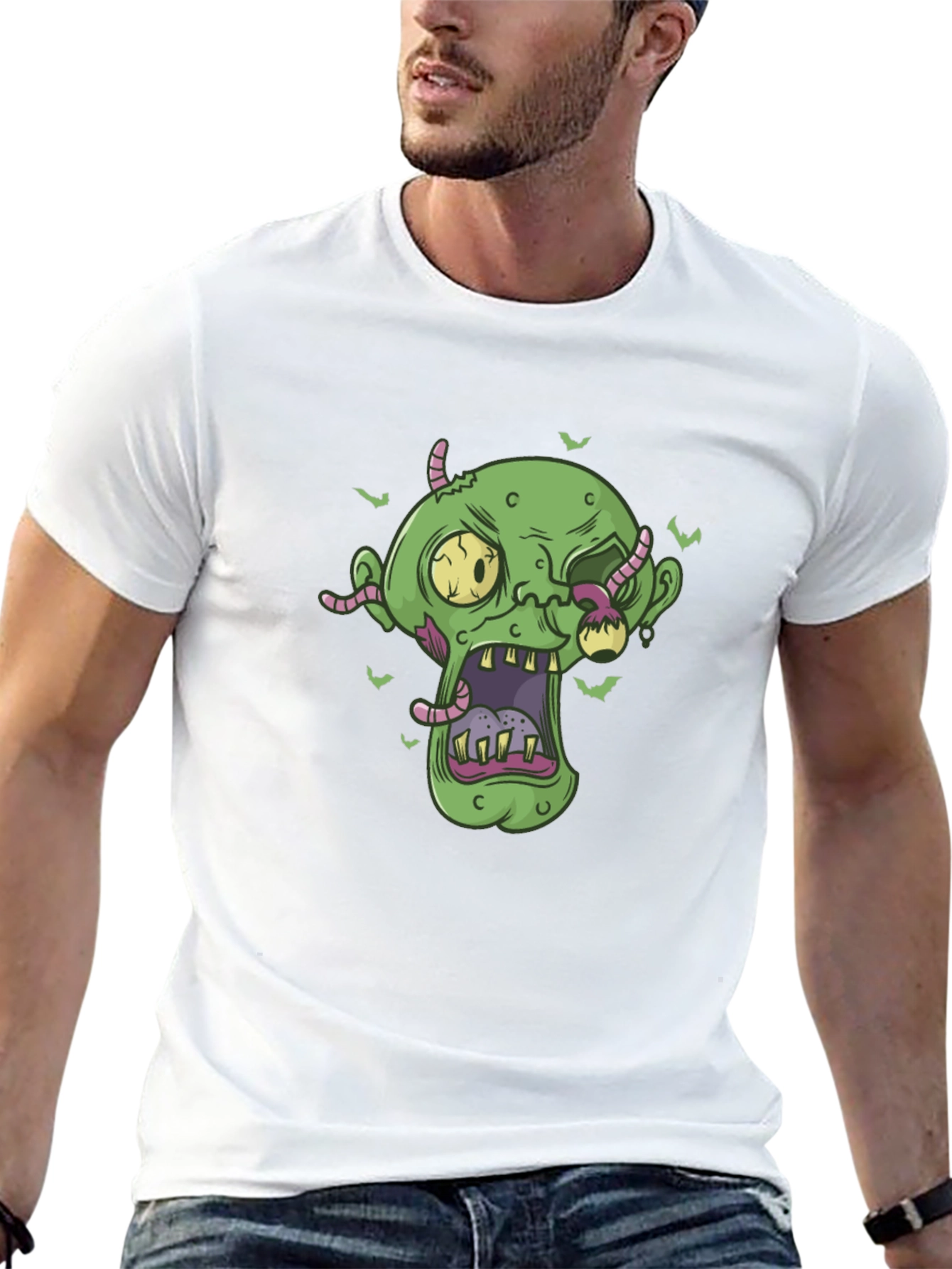 Zombie Head Halloween Graphic Tee