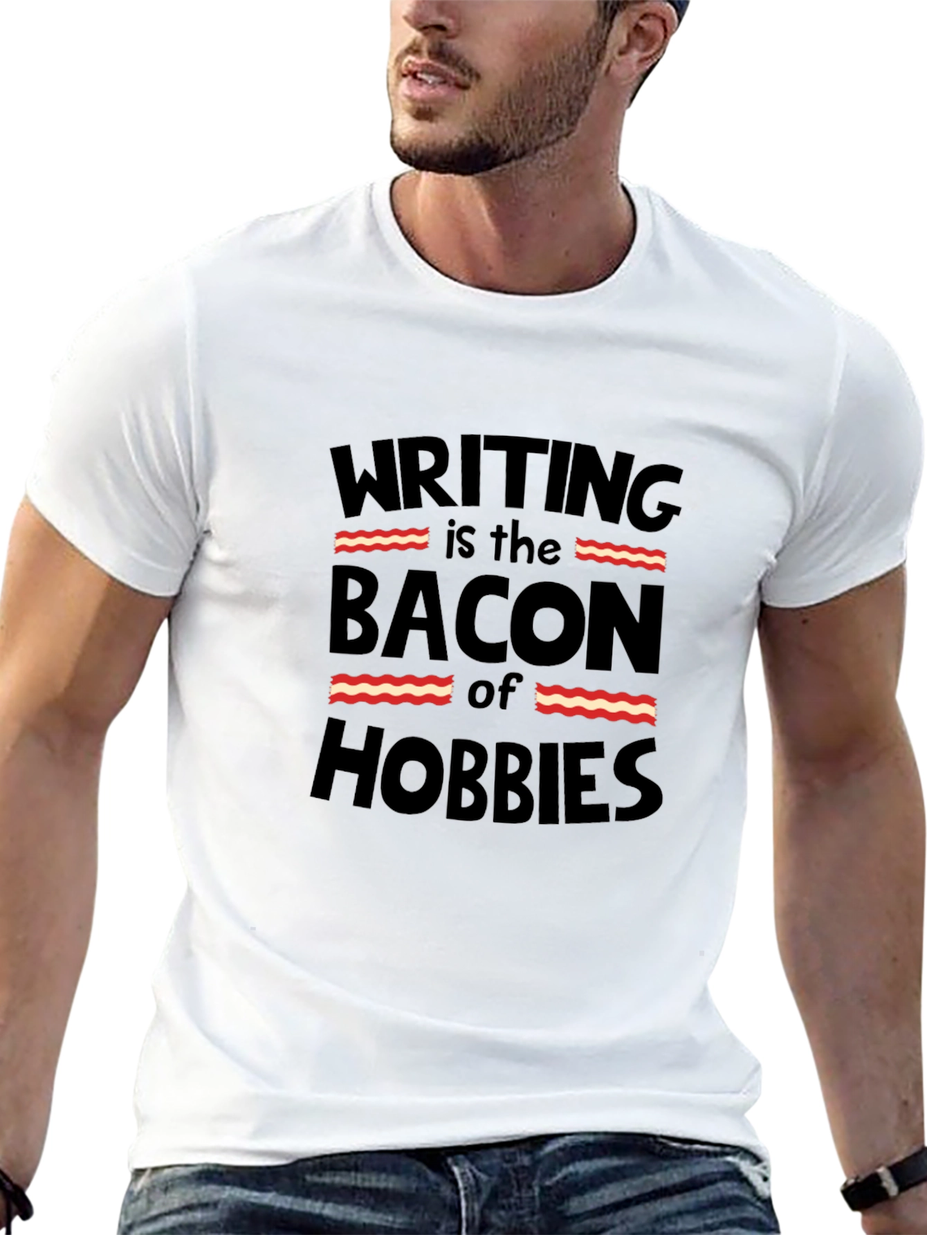 Writing is the Bacon of Hobbies Black Graphic Tee