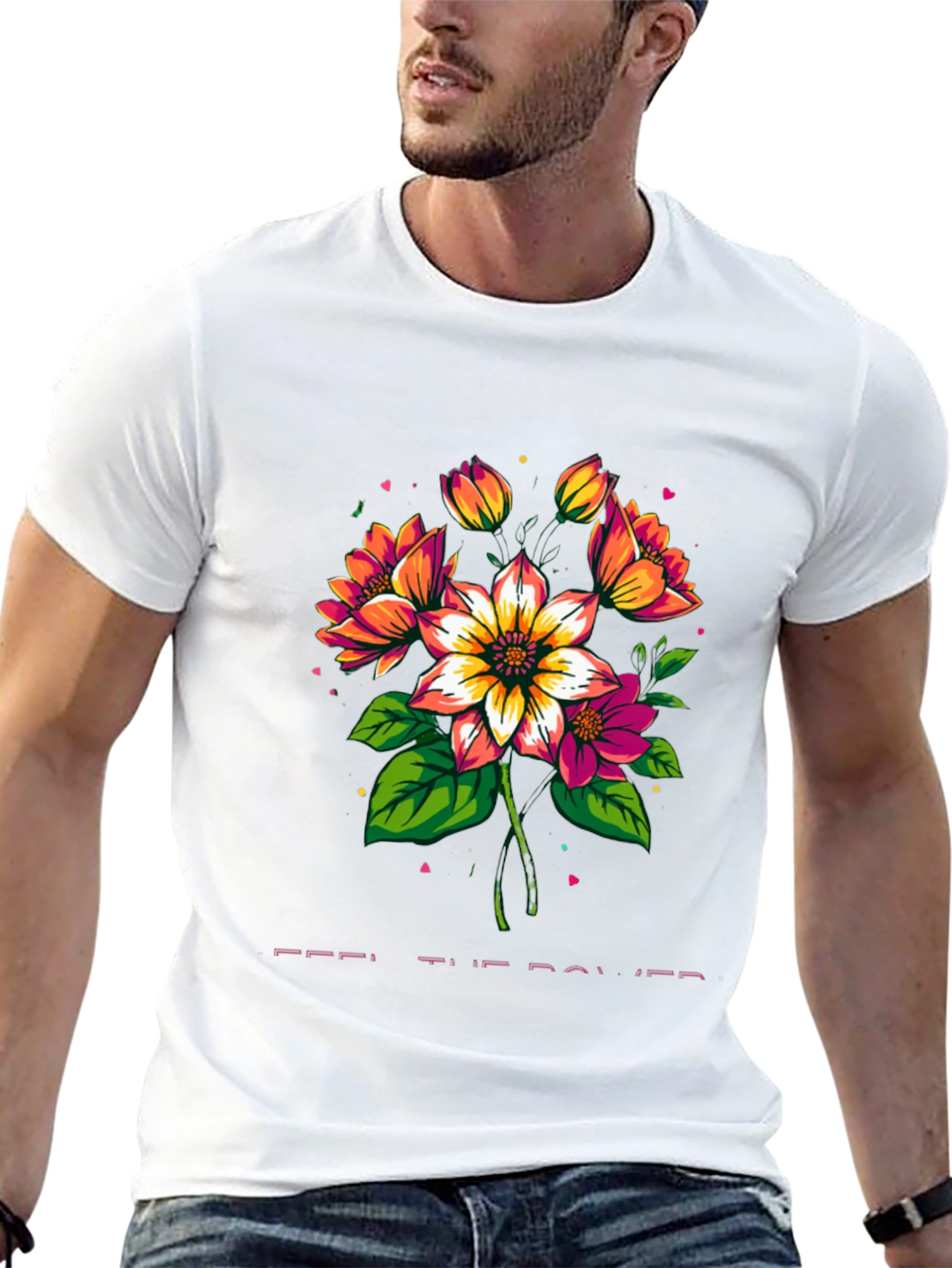 Floral Power Tee - Artistic Graphic Print