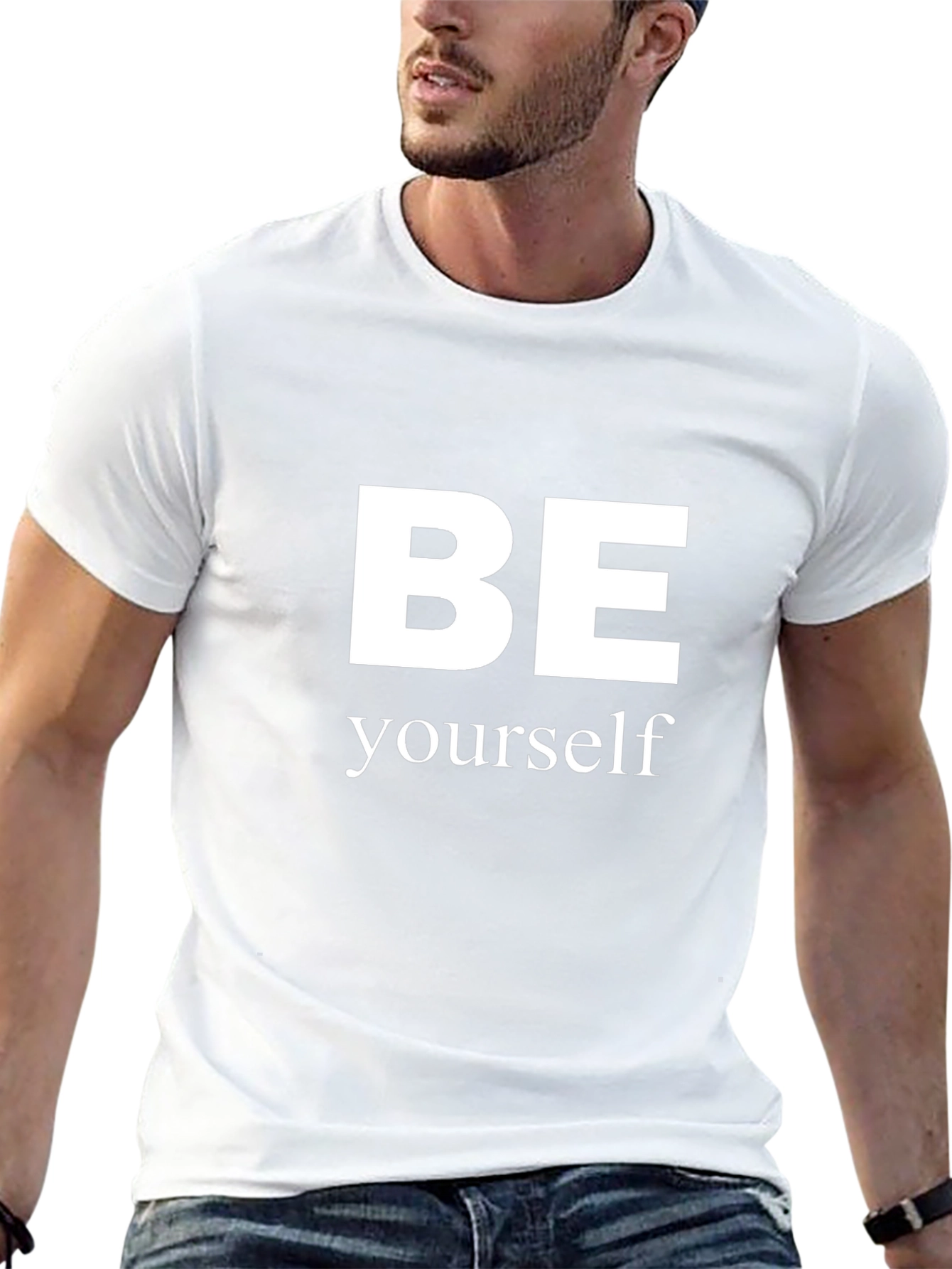 Be Yourself Graphic T-Shirt - Black Crew Neck