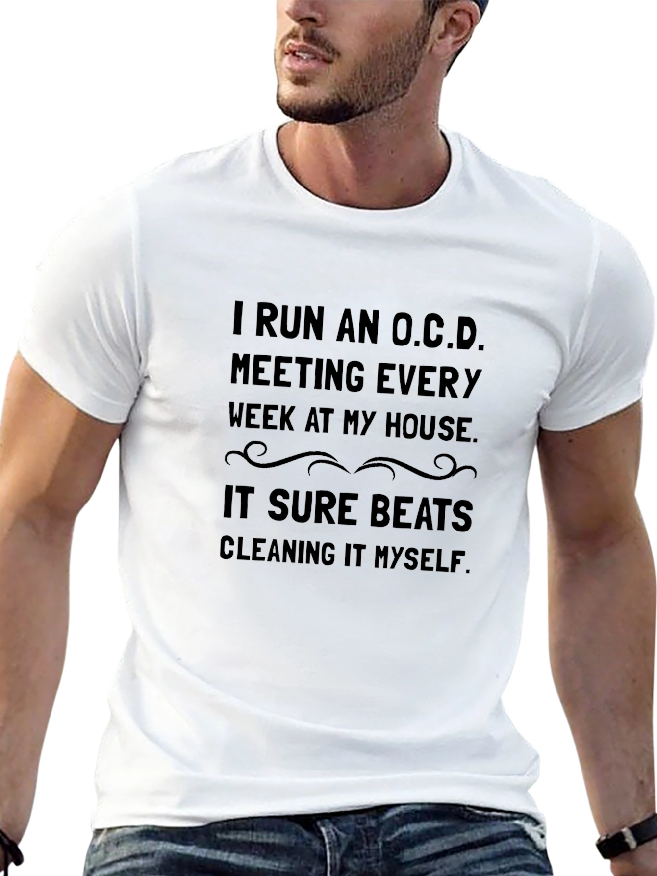 Funny OCD Cleaning Black T-Shirt