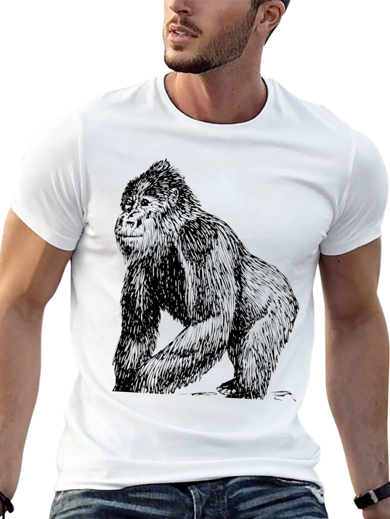Cool Gorilla Graphic Print Black T-Shirt