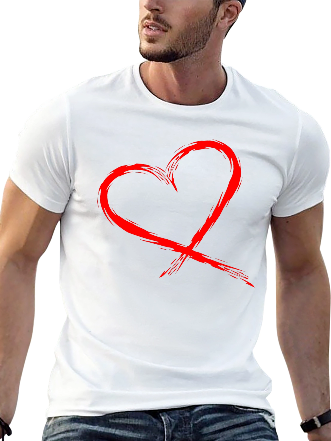 Red Heart Graphic Black T-Shirt