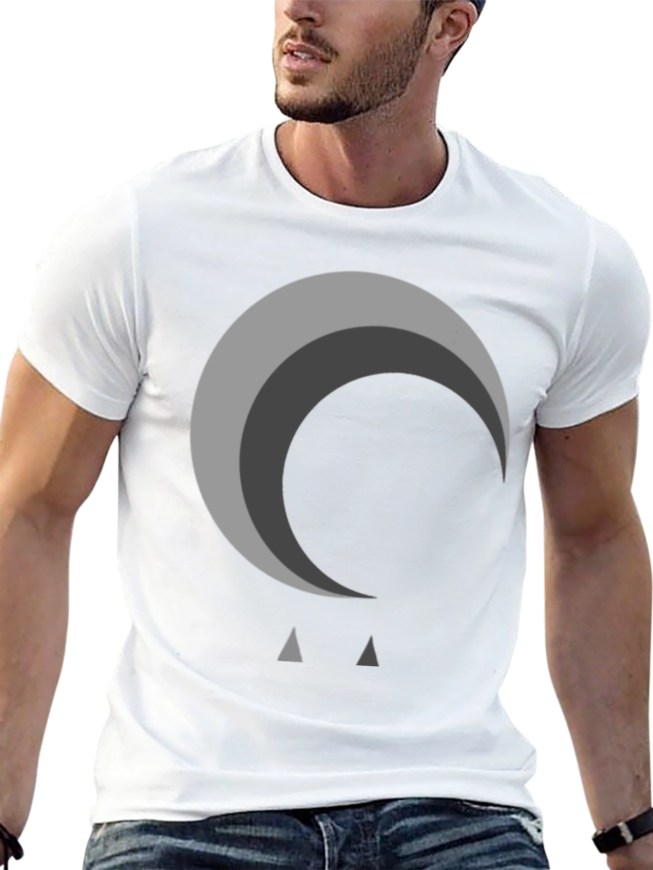 Abstract Moon Graphic Black T-Shirt