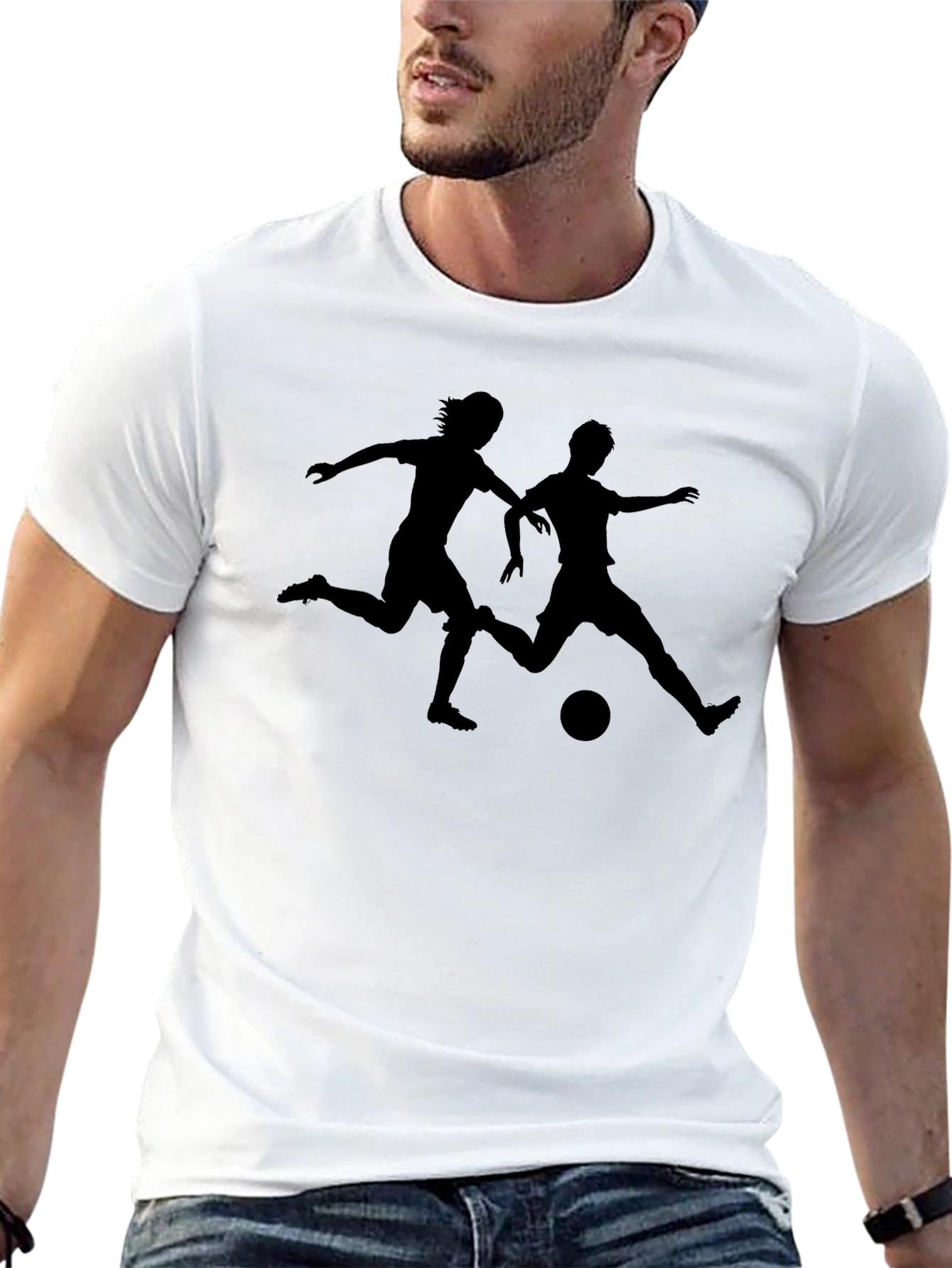Soccer Players Graphic T-Shirt - Black