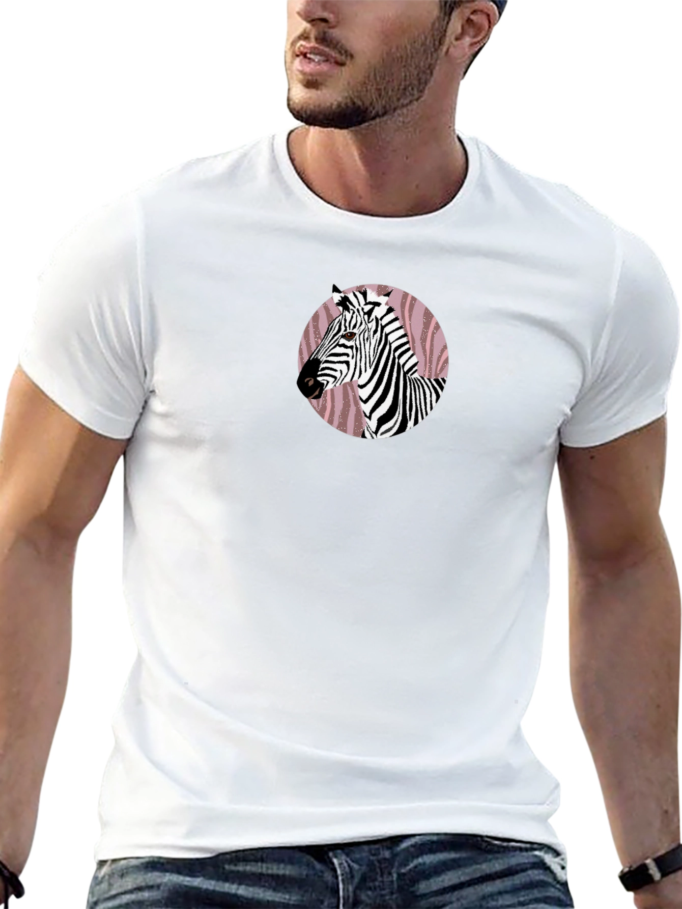 Zebra Graphic Print Crew Neck T-Shirt