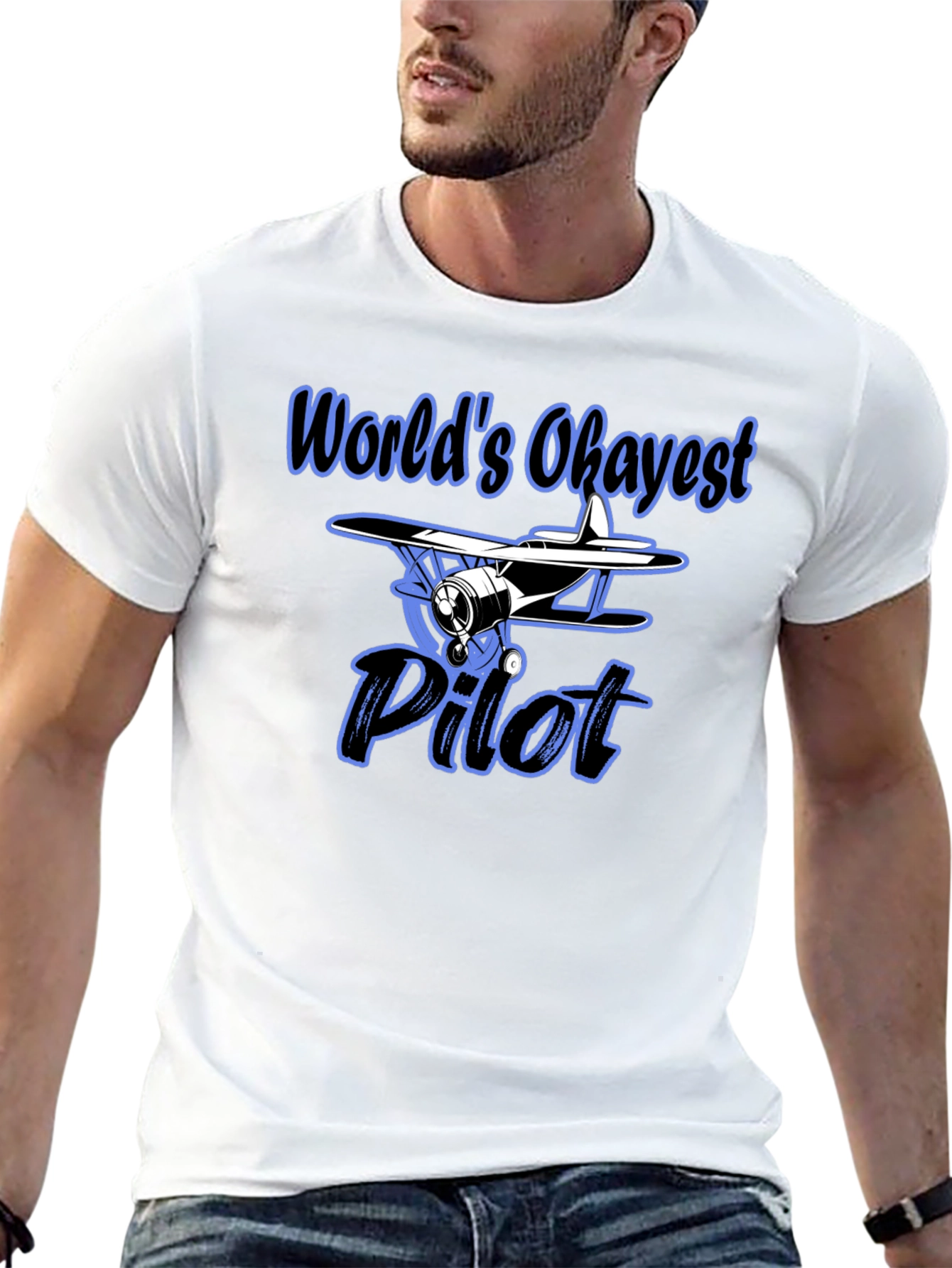 Worlds Okayest Pilot Black T-Shirt