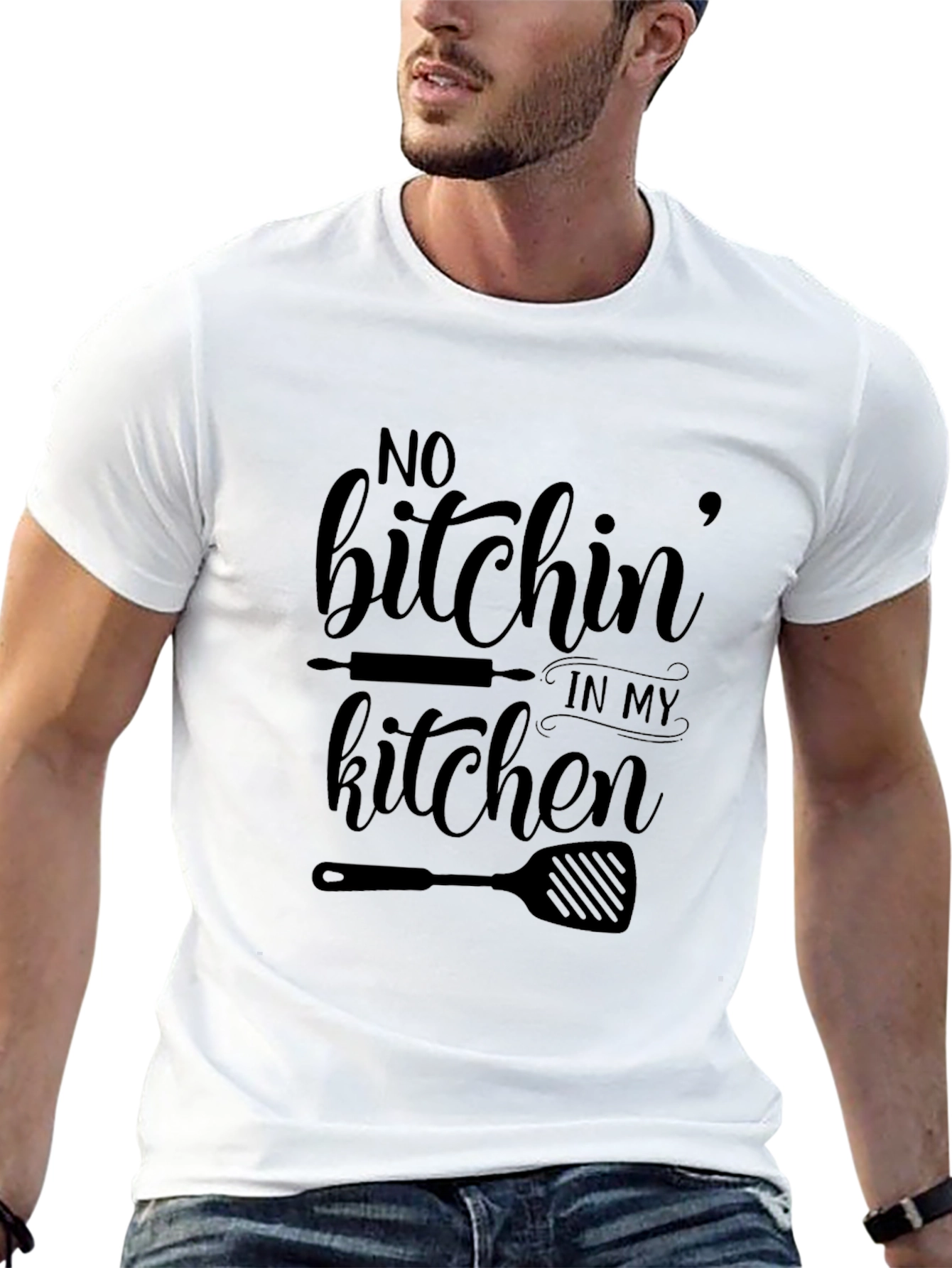 No Bitchin In My Kitchen Black Graphic T-Shirt
