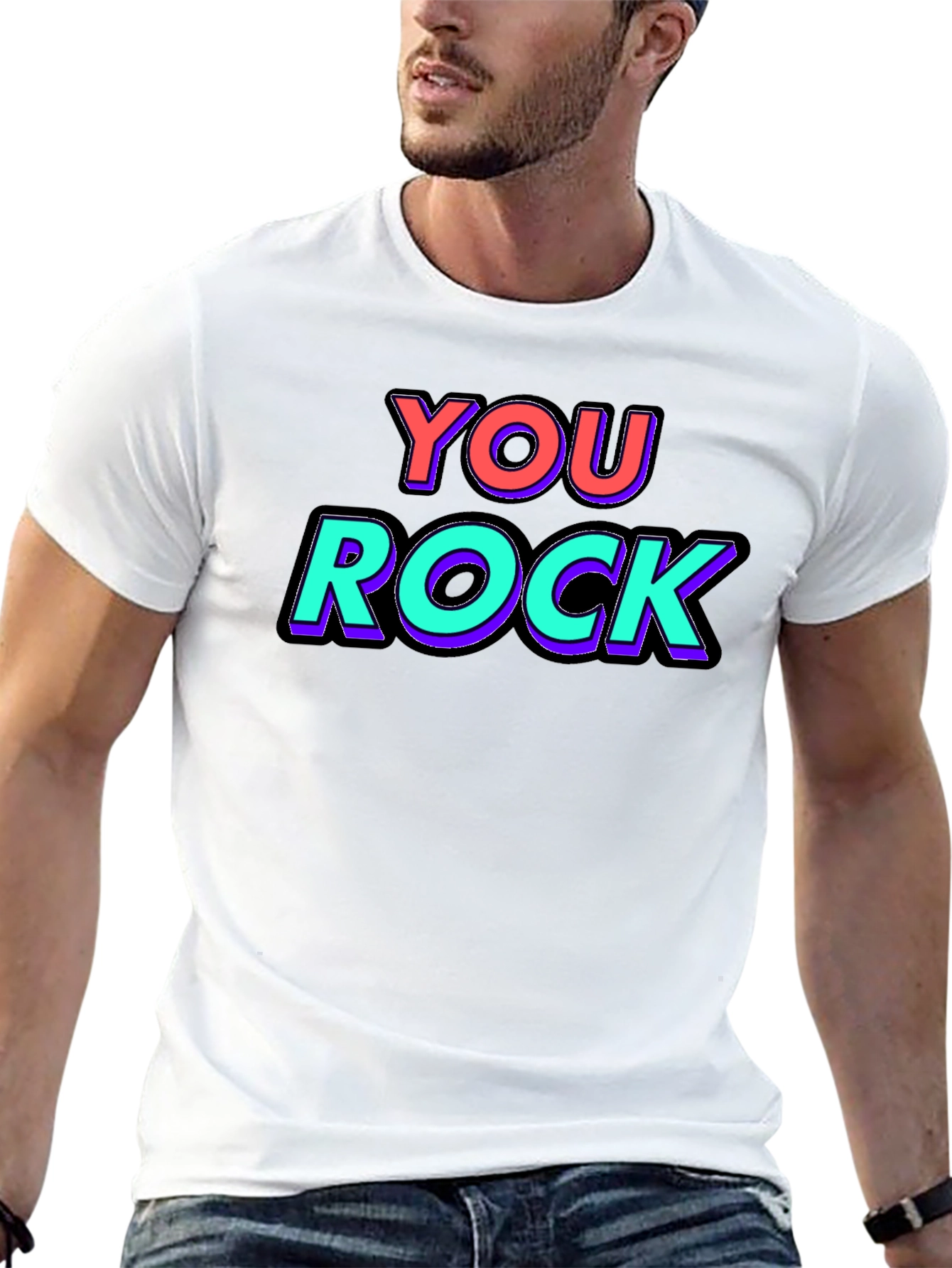 You Rock Graphic Tee - Black Crew Neck T-Shirt