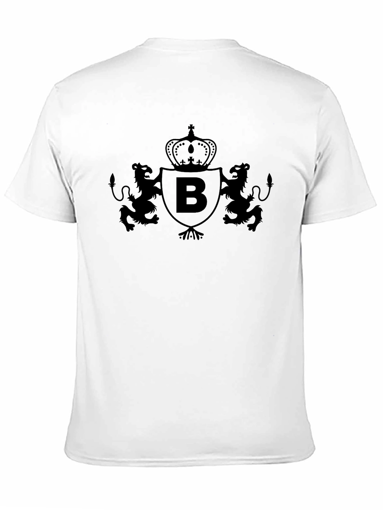 Black Graphic T-Shirt With Crown and Lion Design