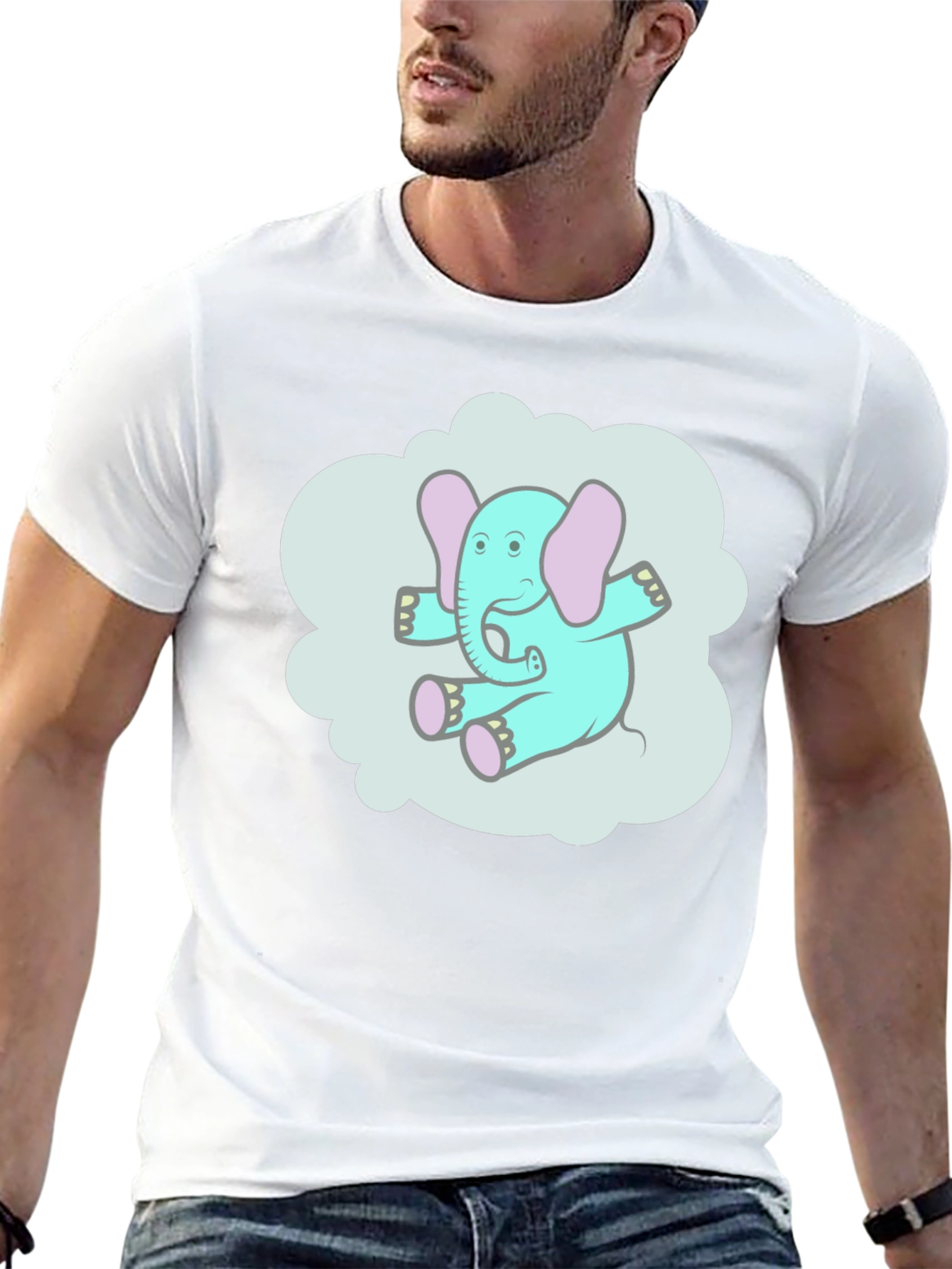 Cartoon Elephant Graphic T-Shirt