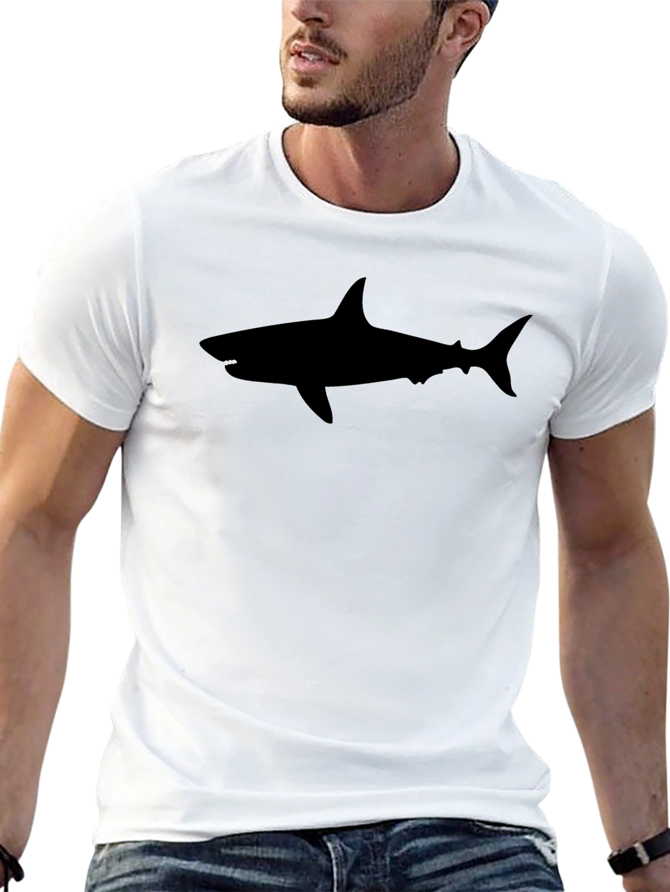 Shark Silhouette Graphic Tee - Black