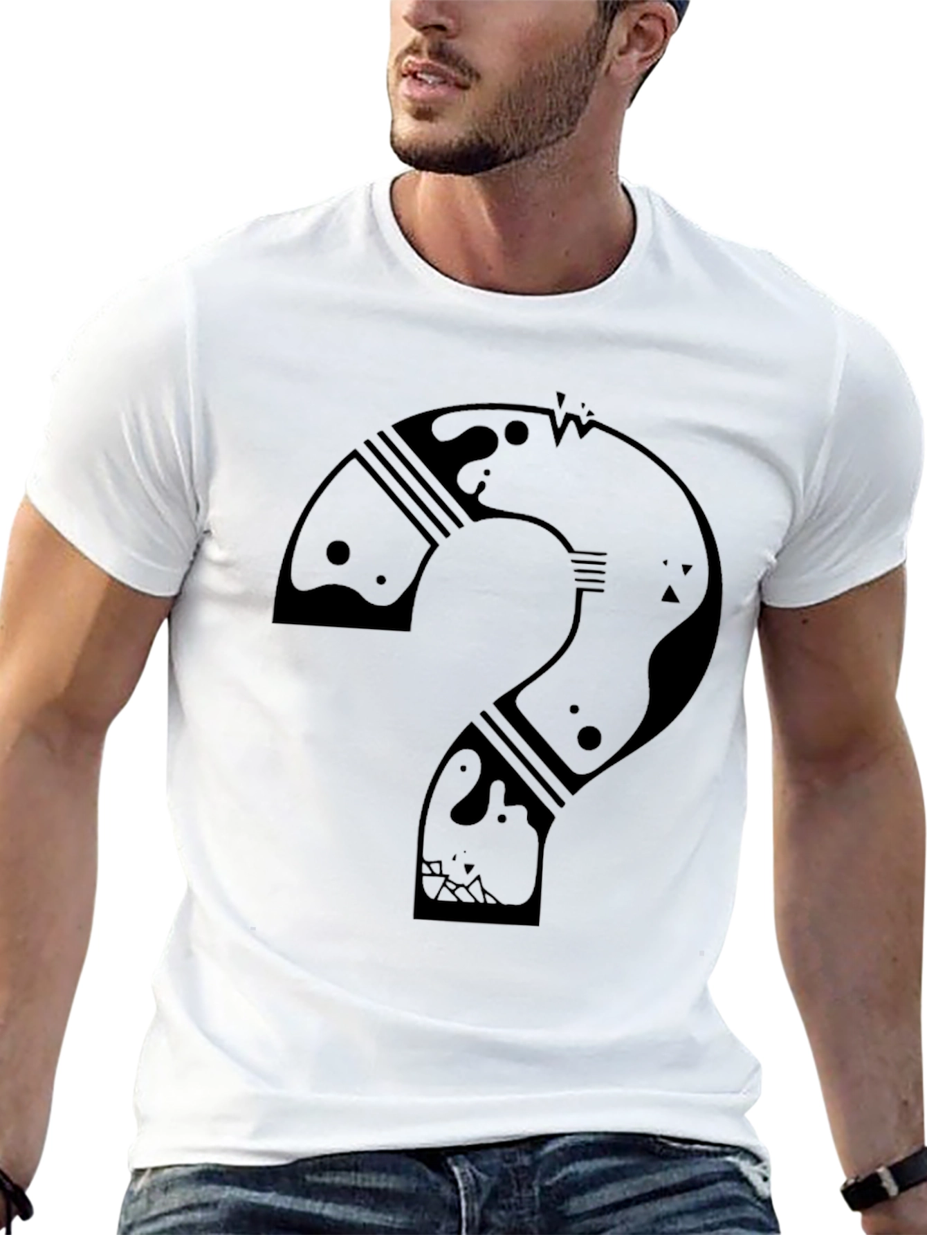 Abstract Question Mark Graphic T-Shirt