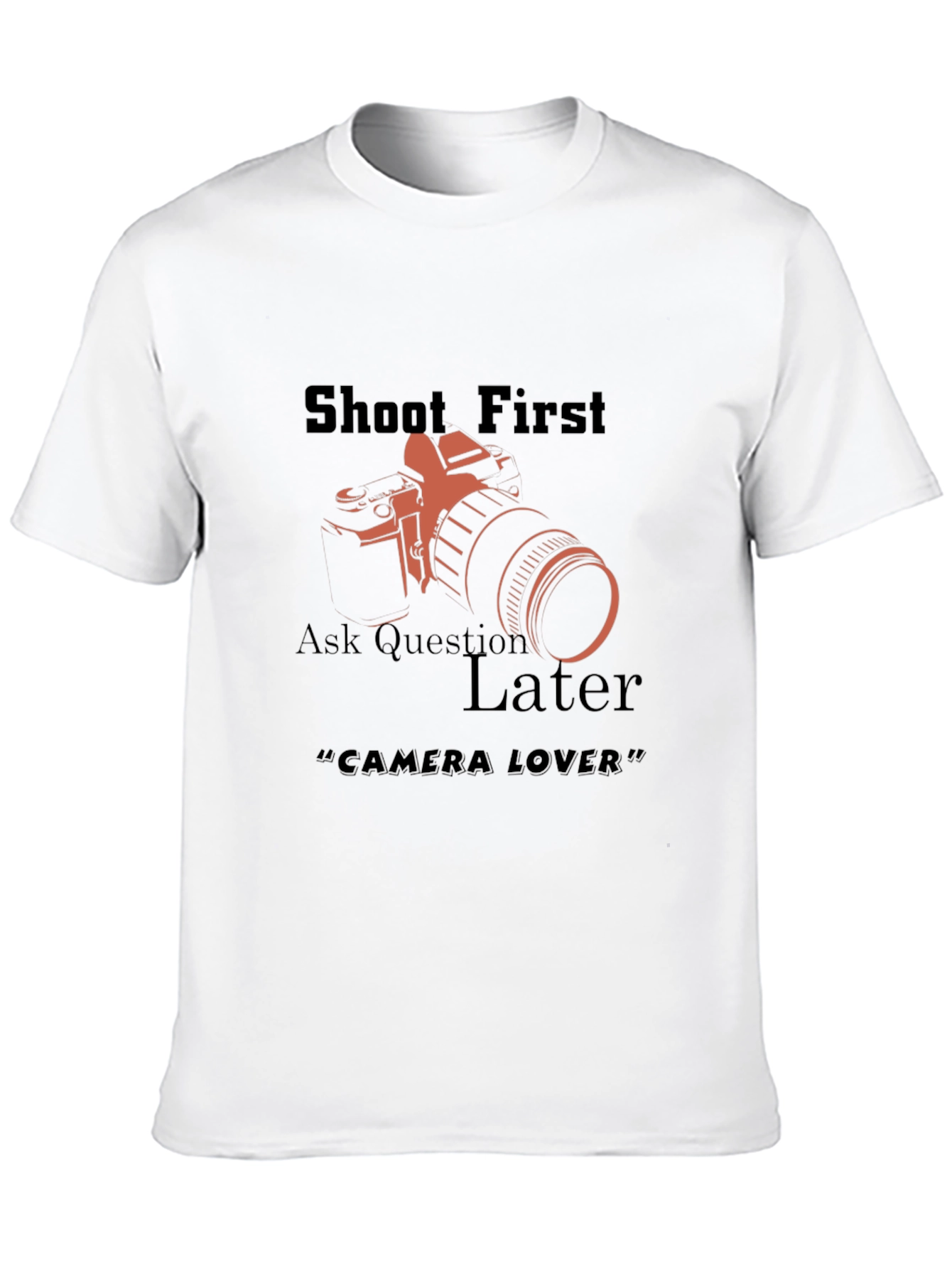 Shoot First Camera Lover Black Graphic T-Shirt