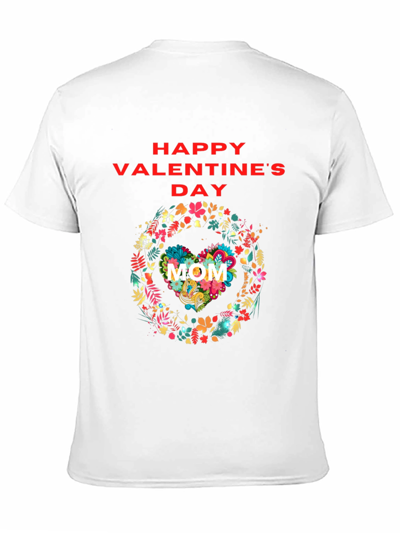 Floral Heart Mom Valentines Day Black T-Shirt