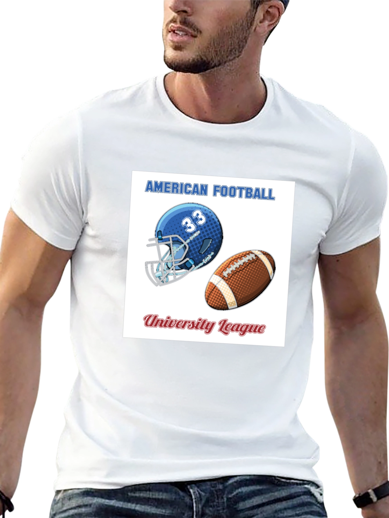 American Football University League Black T-Shirt