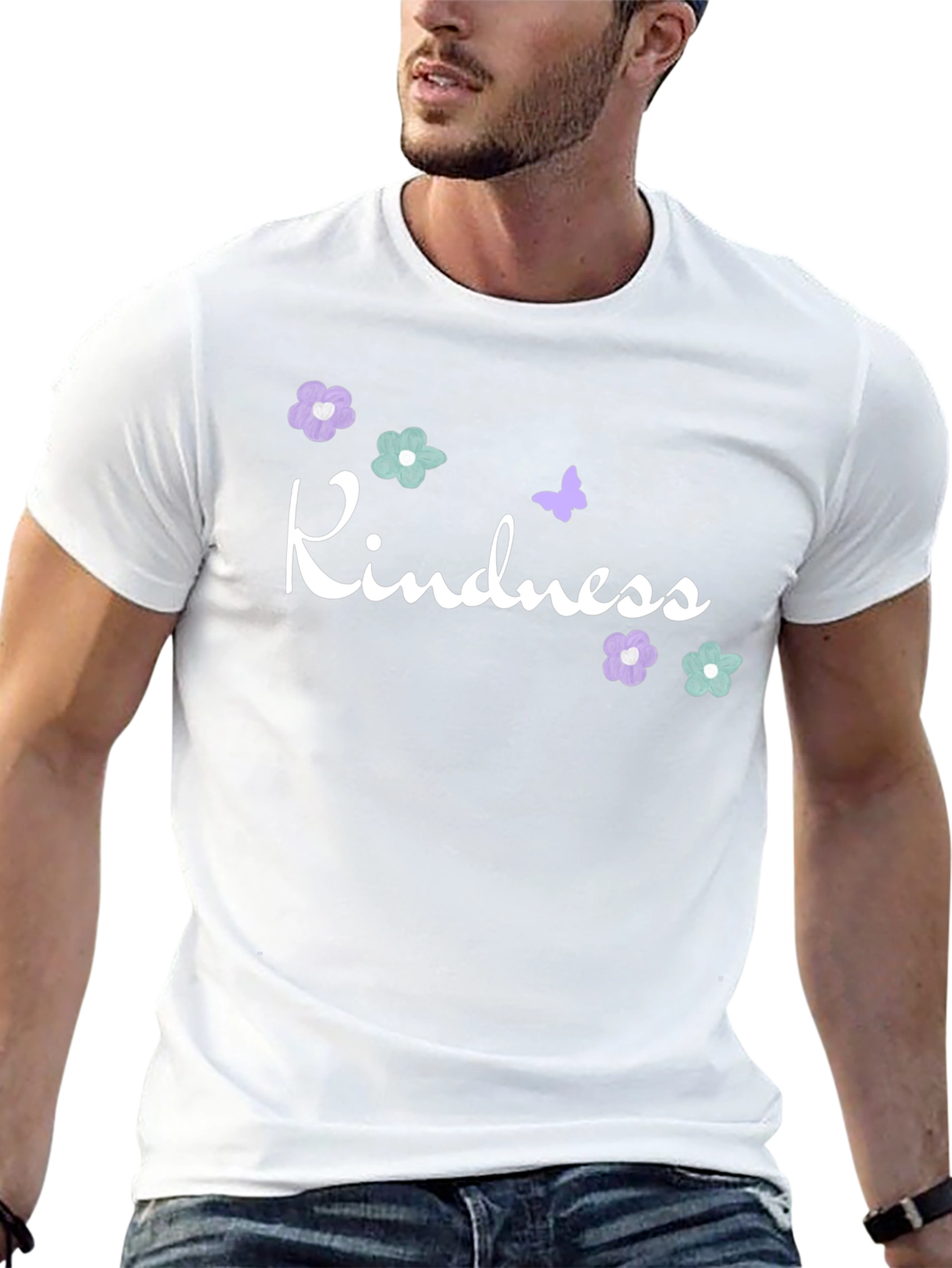 Kindness Graphic Tee - Floral Butterfly Design