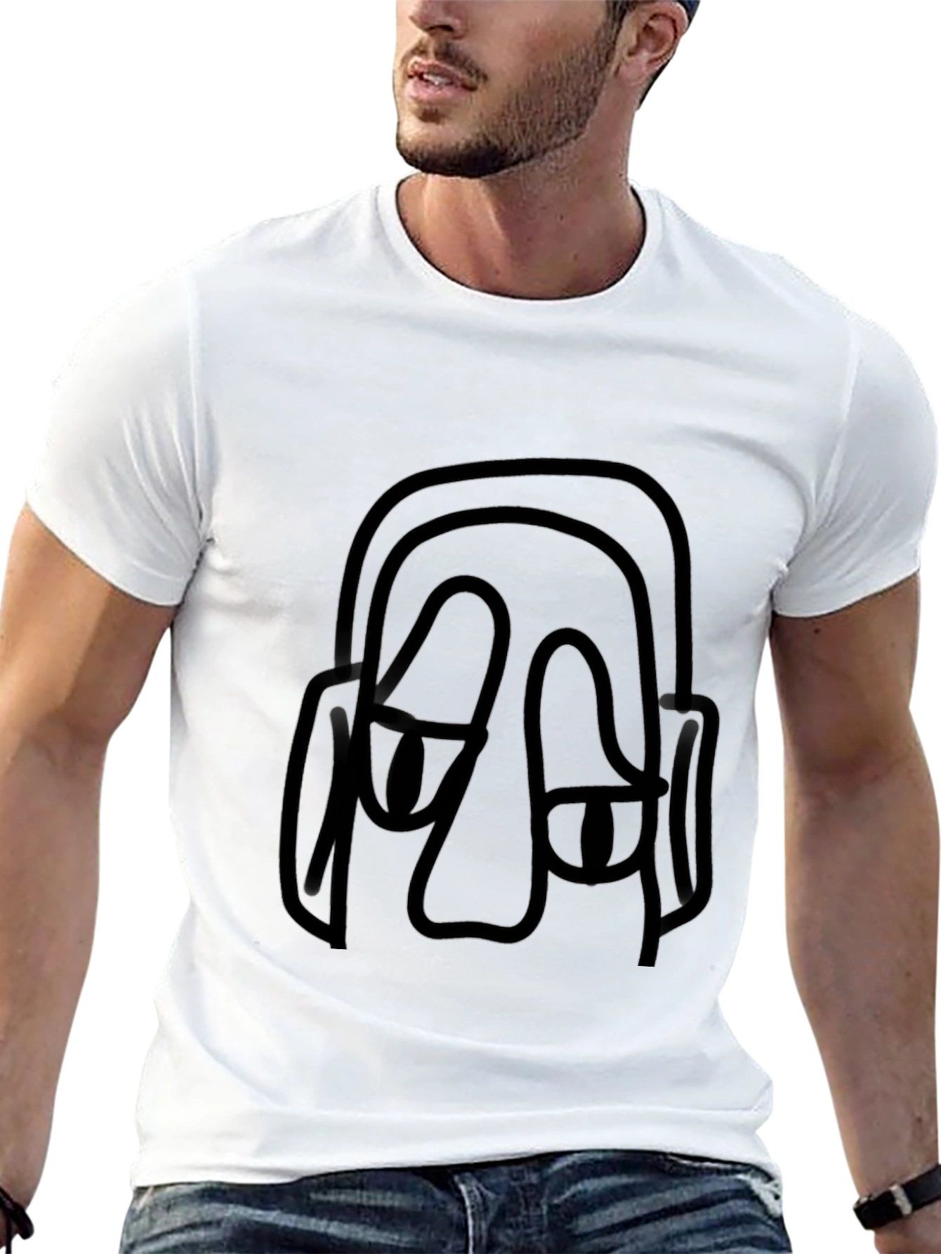 Abstract Face Black T-Shirt