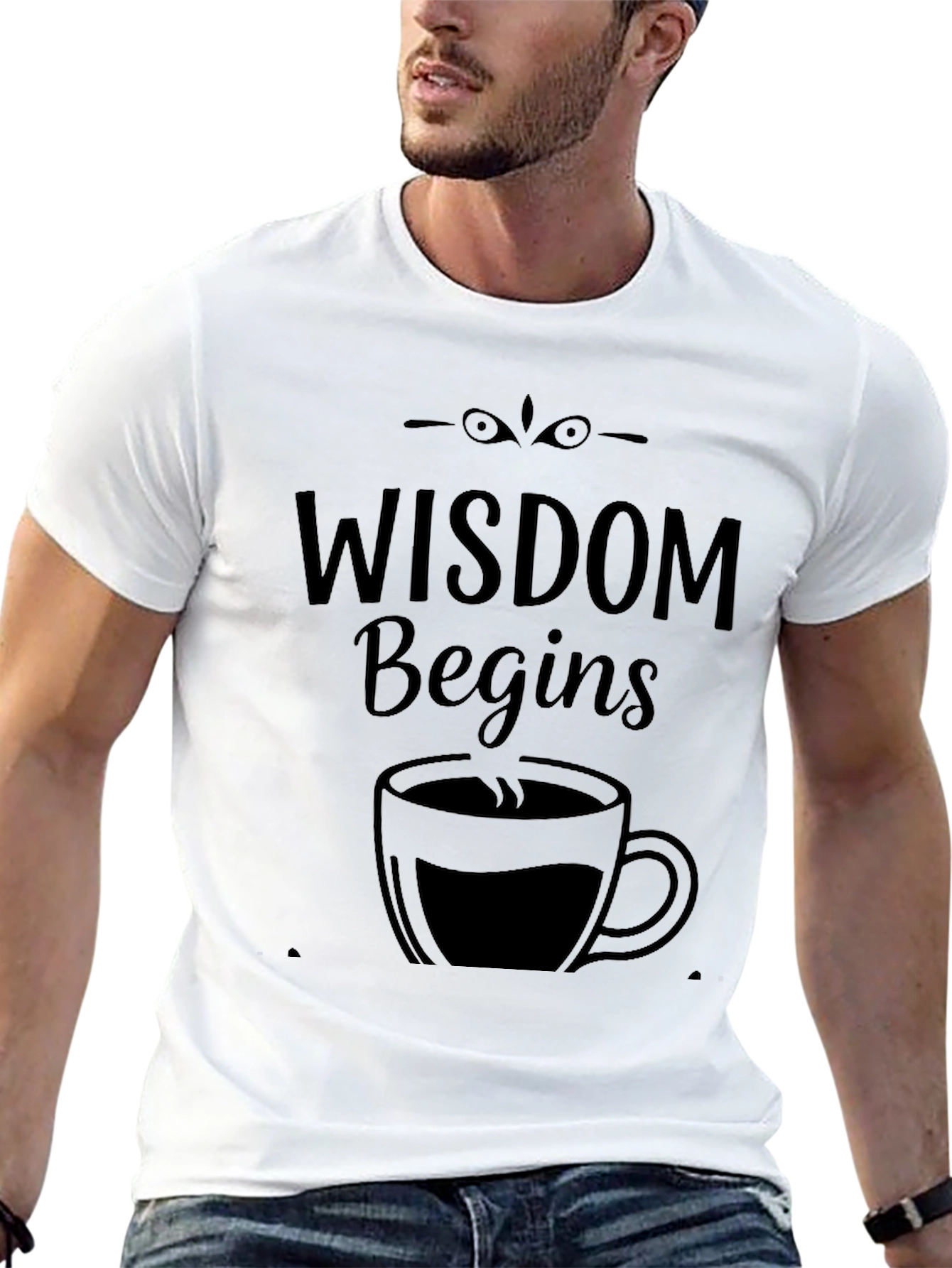 Wisdom Begins With Coffee Black Graphic Tee