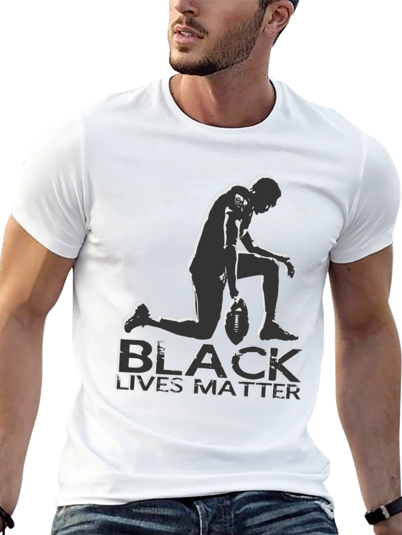 Black Lives Matter Kneeling Football T-Shirt