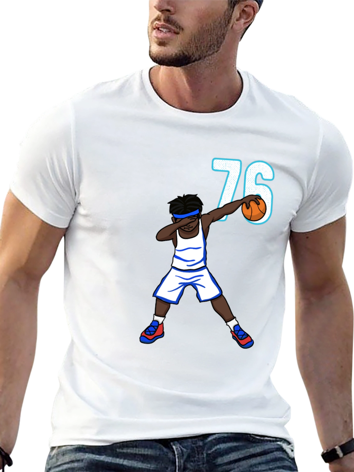 Basketball Player Dabbing Number 76 T-Shirt