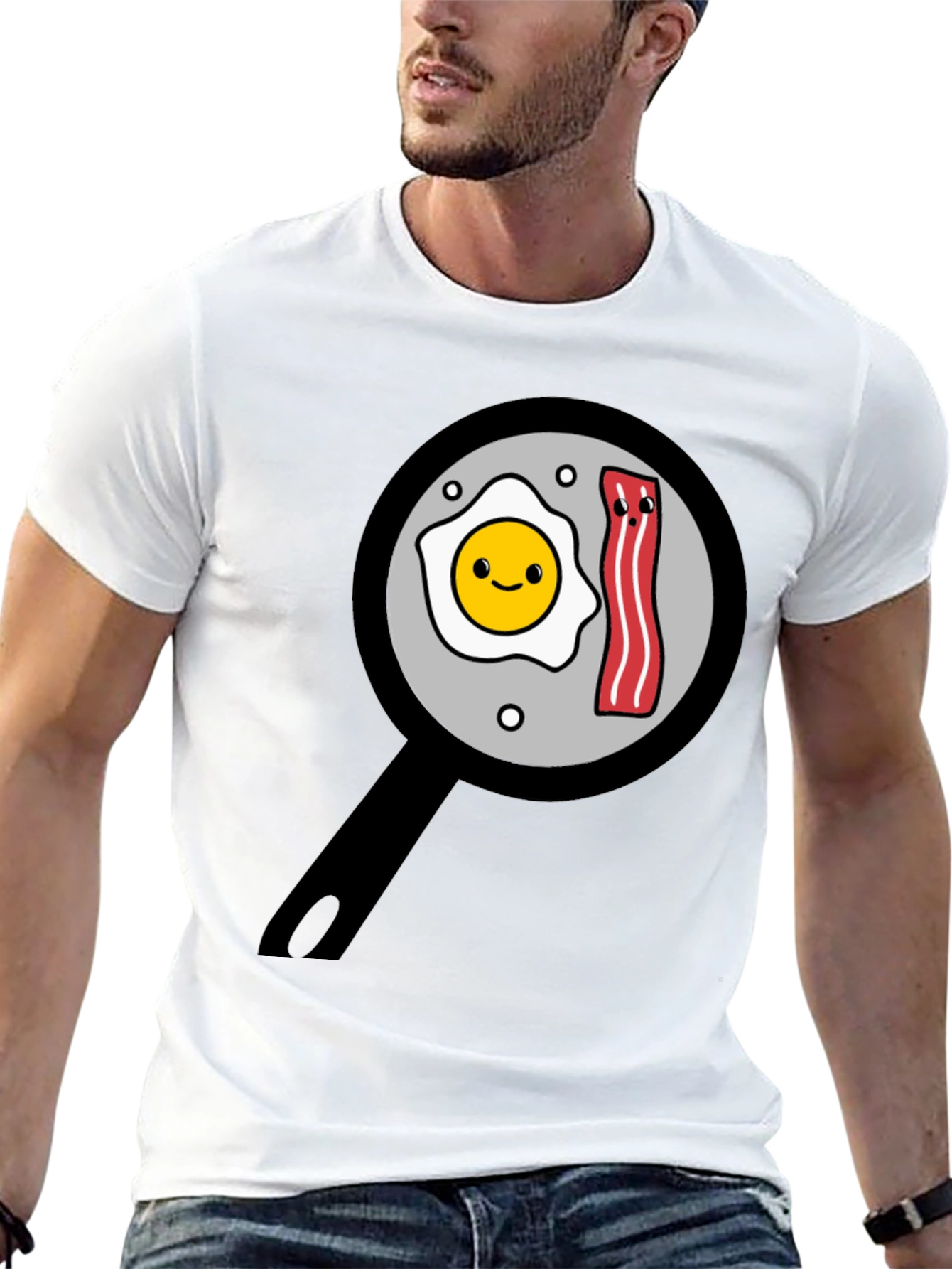 Funny Breakfast T-Shirt - Egg and Bacon Pan Design