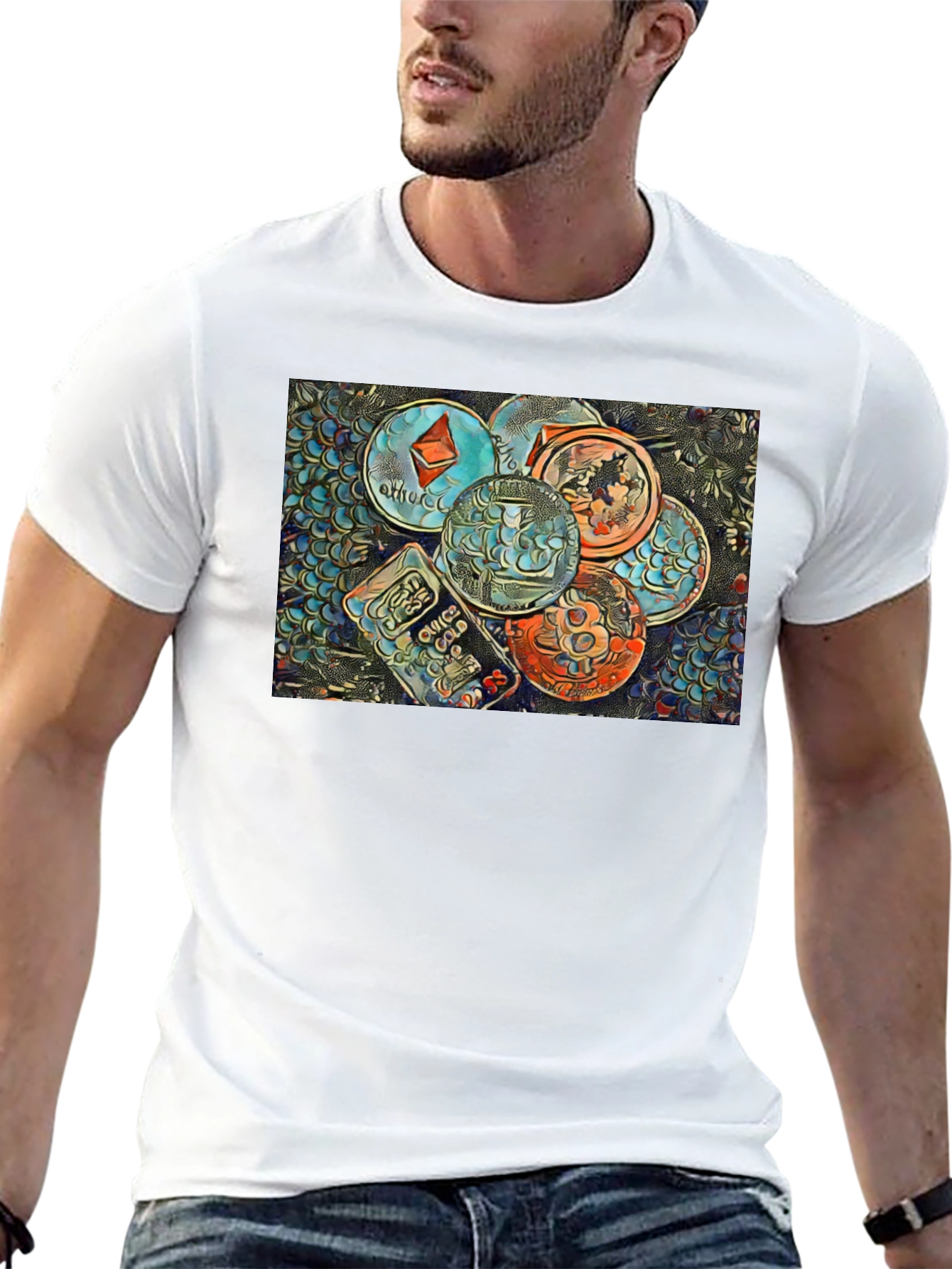 Cryptocurrency T-Shirt - Bitcoin Ethereum Design