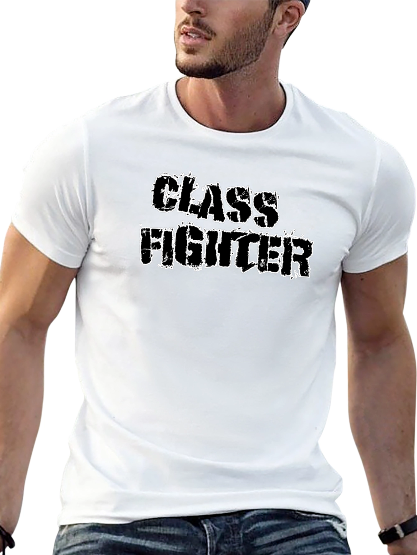 Class Fighter Graphic Print Black T-Shirt